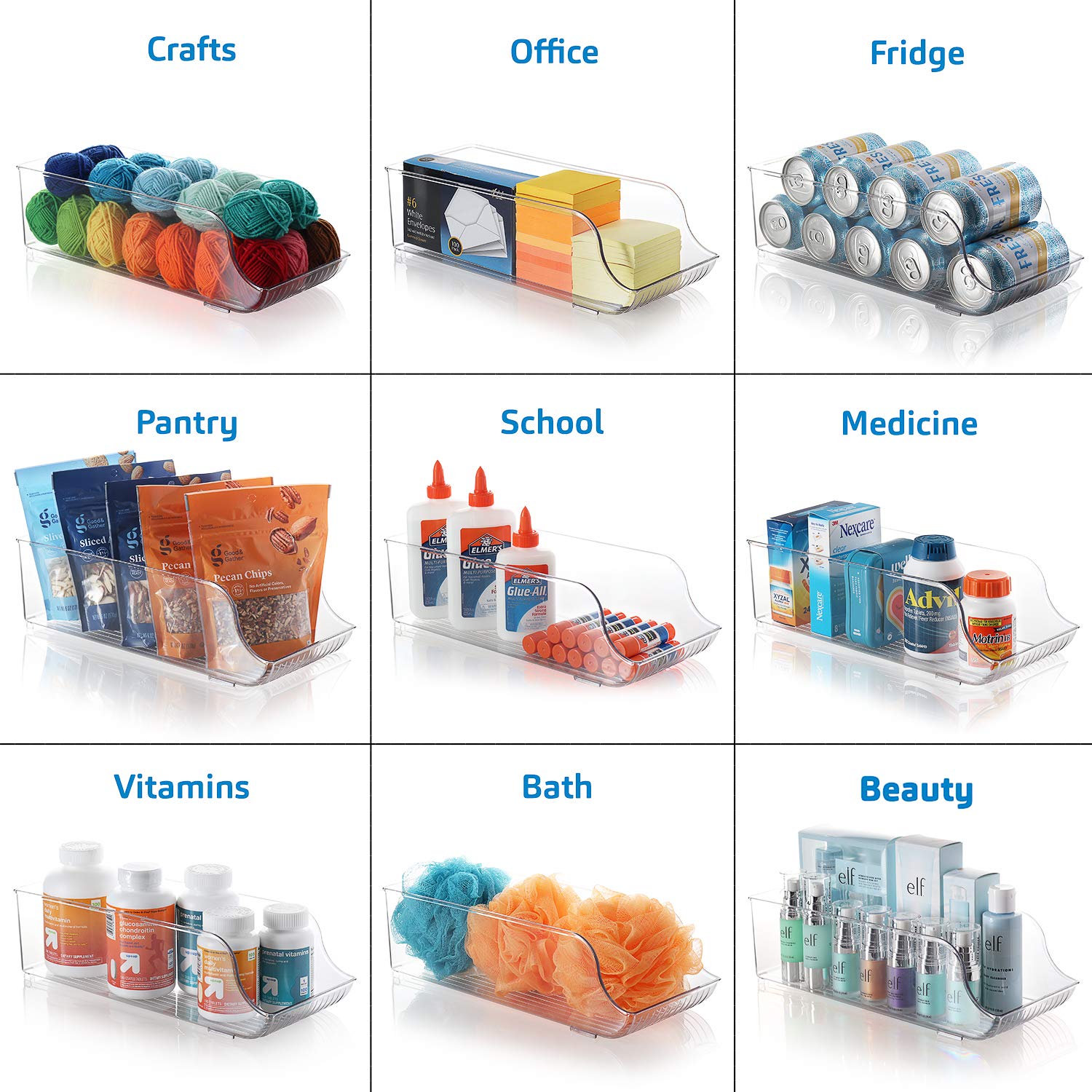 StorageBud Clear Stackable Refrigerator & Freezer Organizer Bins - Pantry Storage Containers for Kitchen Organization - Perfect for Fridge, Freezer, Cabinet & Food Storage