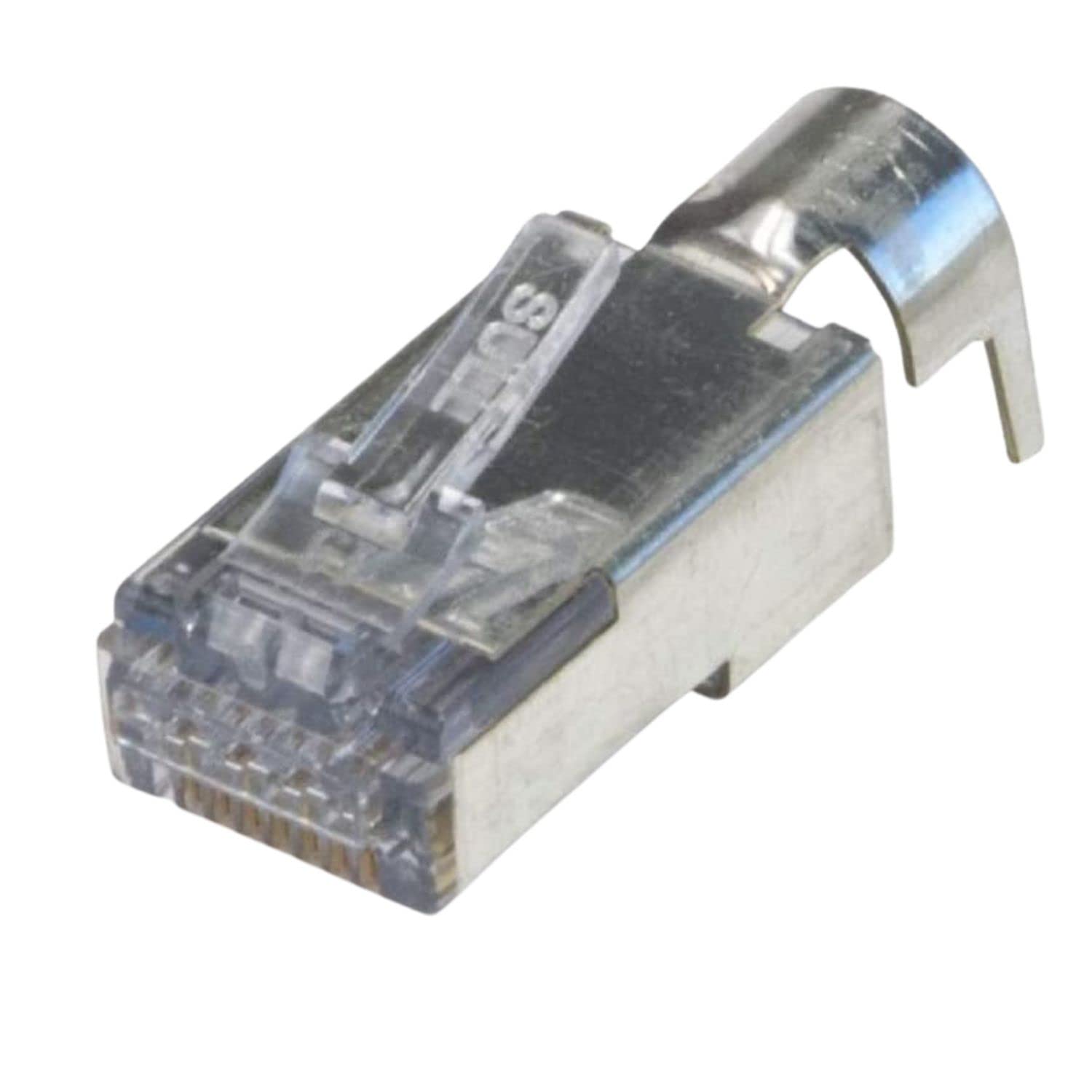 Platinum Tools Ezex48 Shielded RJ45 Connector with External Ground - 50 Pack/Jar (202052J) - Ideal for Network Cabling, Data Centers & Telecom Installations