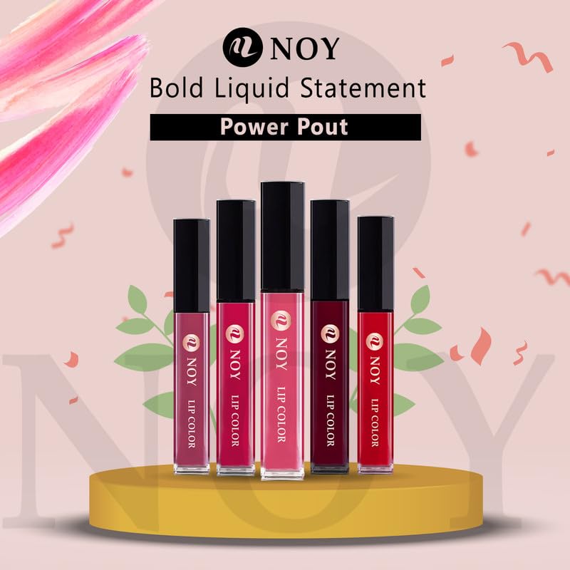 NOY Smudgeproof Matte Liquid Lipstick - Long Lasting, Waterproof Lipstick Set (Wine, Coffee Wine, Purple, Magenta) - Combo of 4 Shades for Soft & Romantic Looks - Perfect for Date Night, Parties & Special Occasions
