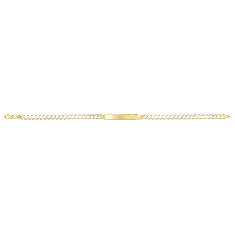 14K Gold 4.7mm Pave Curb Chain ID Bracelet for Women - Elegant Layered Jewelry for Everyday Wear & Special Occasions