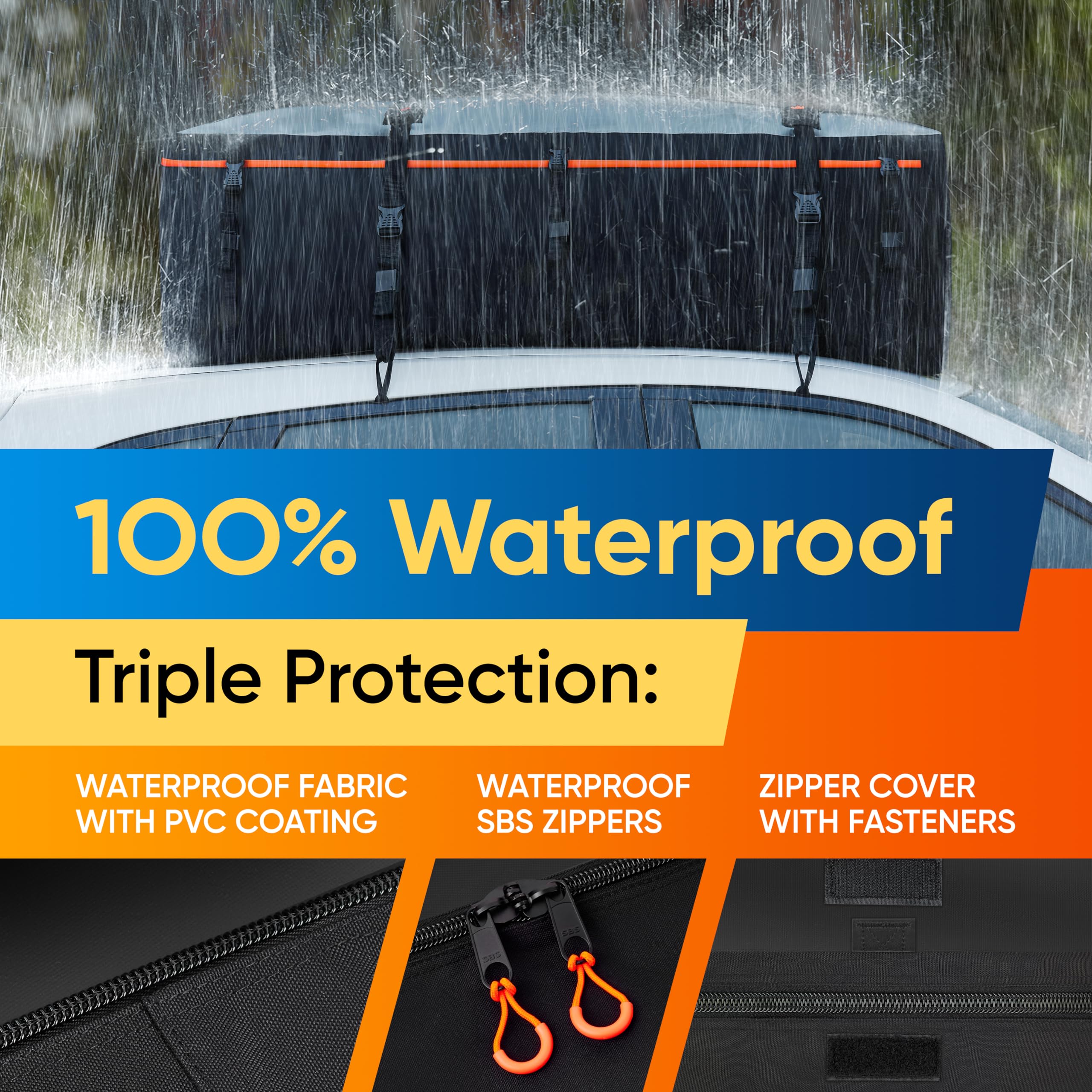 Heavy-Duty Waterproof Roof Bag – 23 Cubic Feet Rooftop Cargo Carrier for SUVs & Cars | Soft Luggage Carrier with Protective Mat | Fits with or Without Roof Racks | Perfect for Road Trips, Camping & Outdoor Adventures