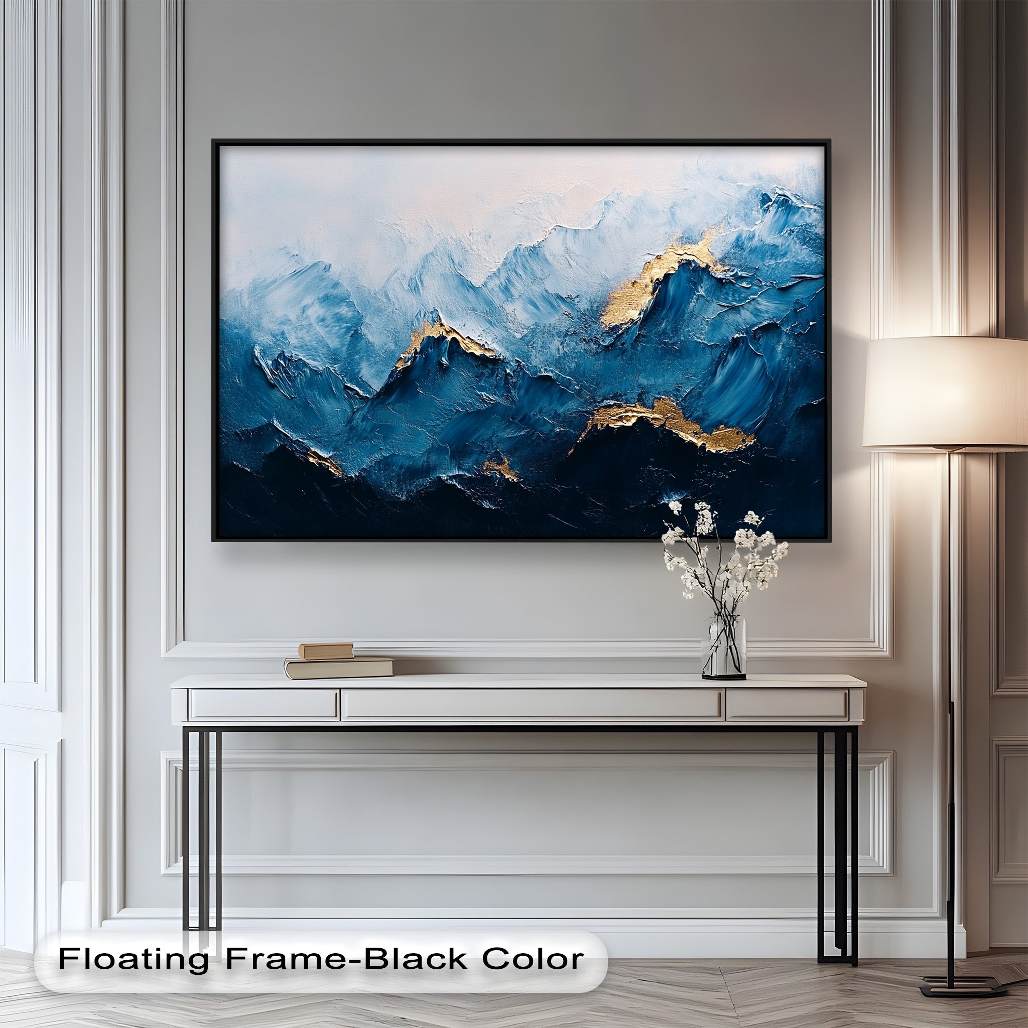 Blue Ridge Art - Handmade Abstract Mountain Oil Painting on Canvas for Home & Office Wall Decor