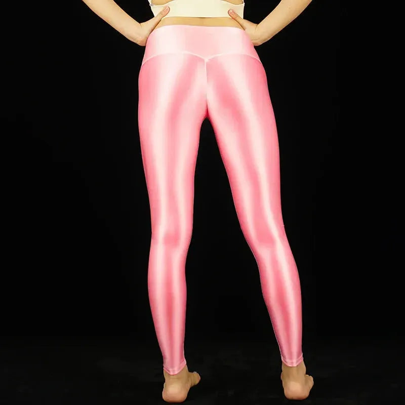 Sexy High Gloss Leggings for Women - Push Up Tight Fitting Yoga Pants with Smooth Shiny Finish | Perfect for Gym, Workout, Fitness & Night Out