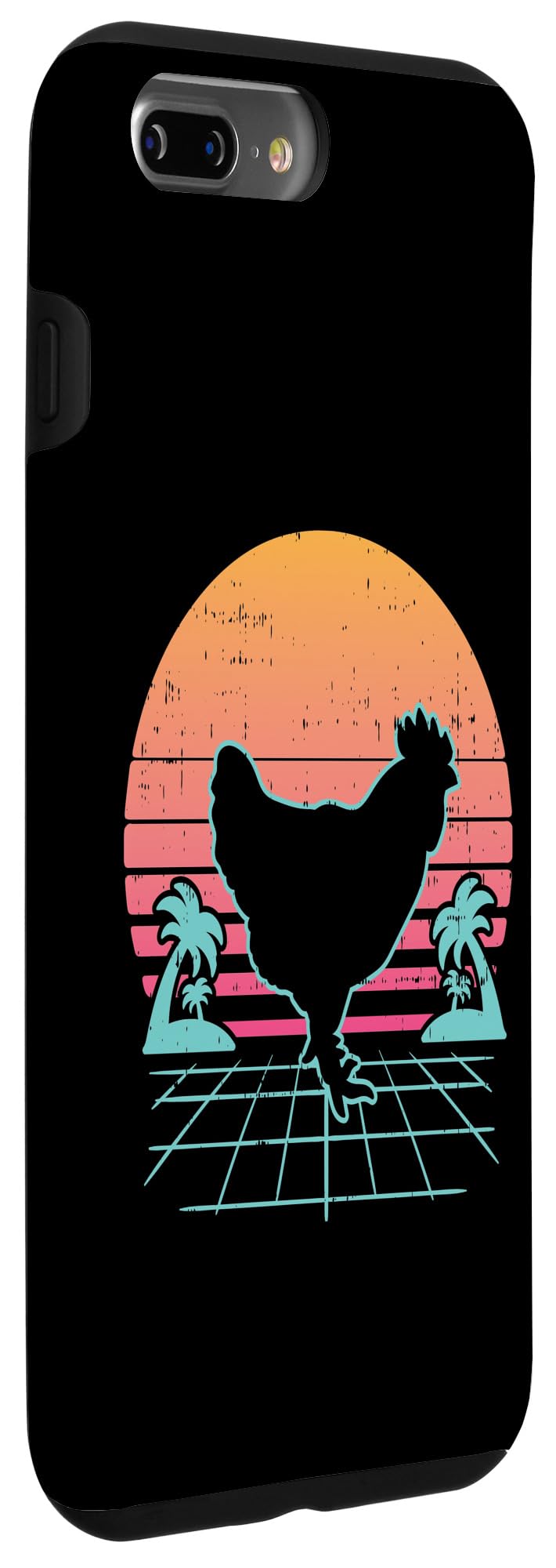 iPhone 7 Plus/8 Plus Case - Vintage Chicken Vaporwave Aesthetic Retro Farm Animal Design - Perfect Farmer Gift & Unique Phone Cover for Country Lovers, Rural Lifestyle