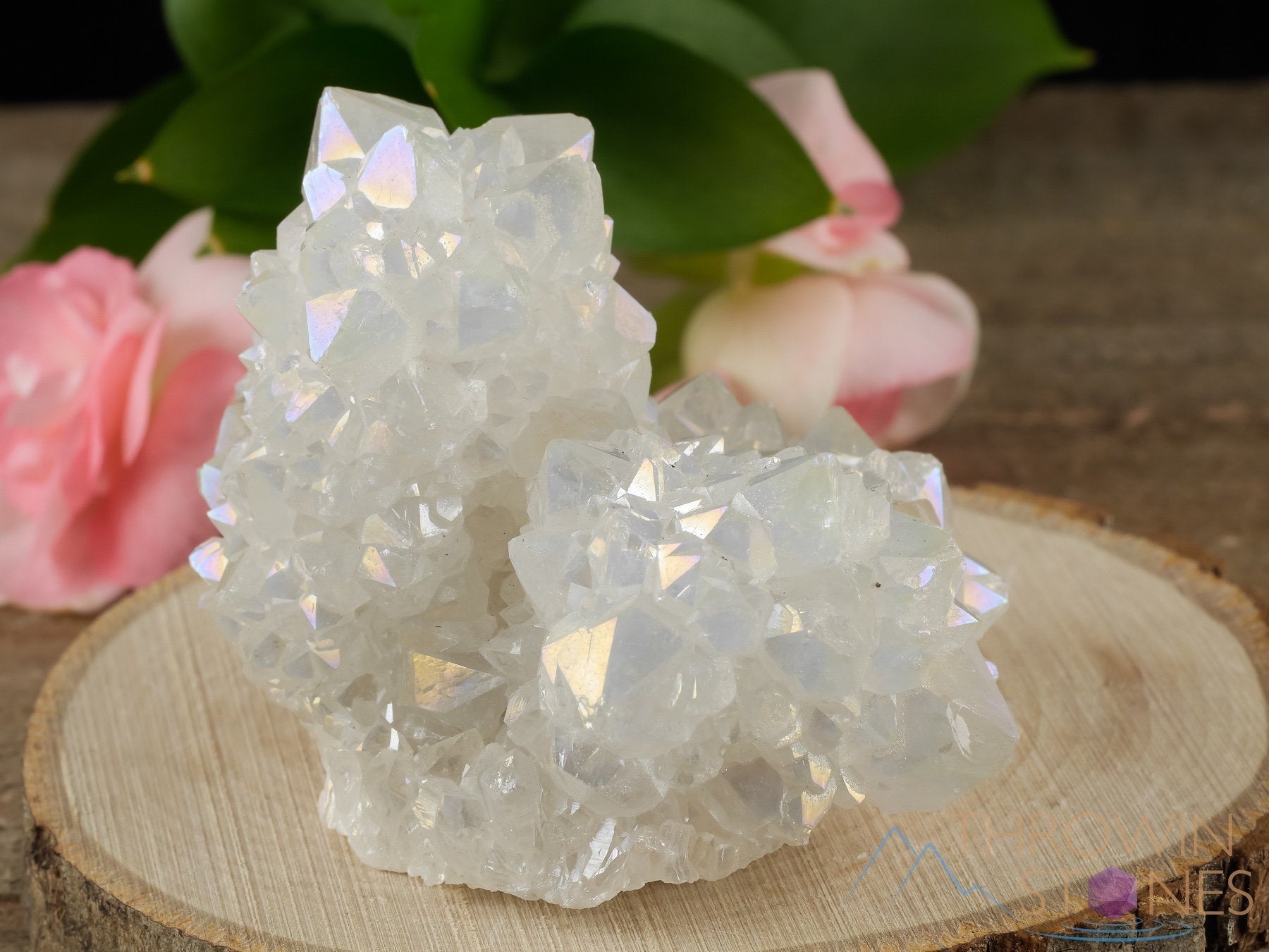 AURA QUARTZ Angel White Rainbow Quartz Crystal Cluster - Natural Spirit Quartz for Healing, Meditation & Energy Work - Metaphysical Crystal Decor (R0440) - Perfect for Home Decor, Yoga Spaces & Spiritual Gifts