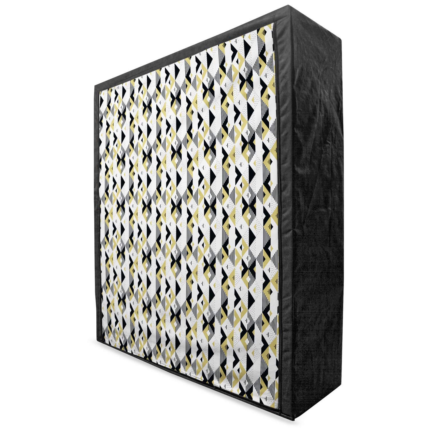 Ambesonne Geometric Portable Fabric Wardrobe - Abstract Triangle Pattern with Stripes & Rhombus Dots | 59