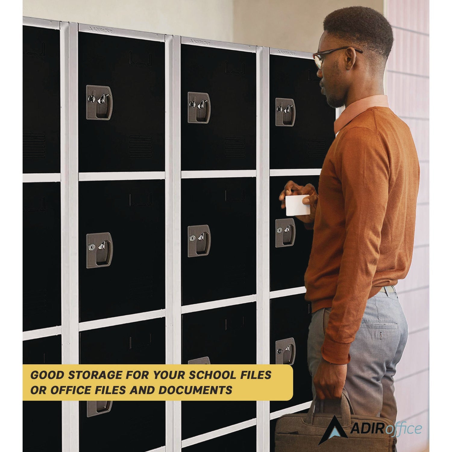 Steel Storage Locker with 4 Compartments - 12 x 12 x 72 Inches, Black - Heavy-Duty School, Gym & Office Locker for Secure Storage