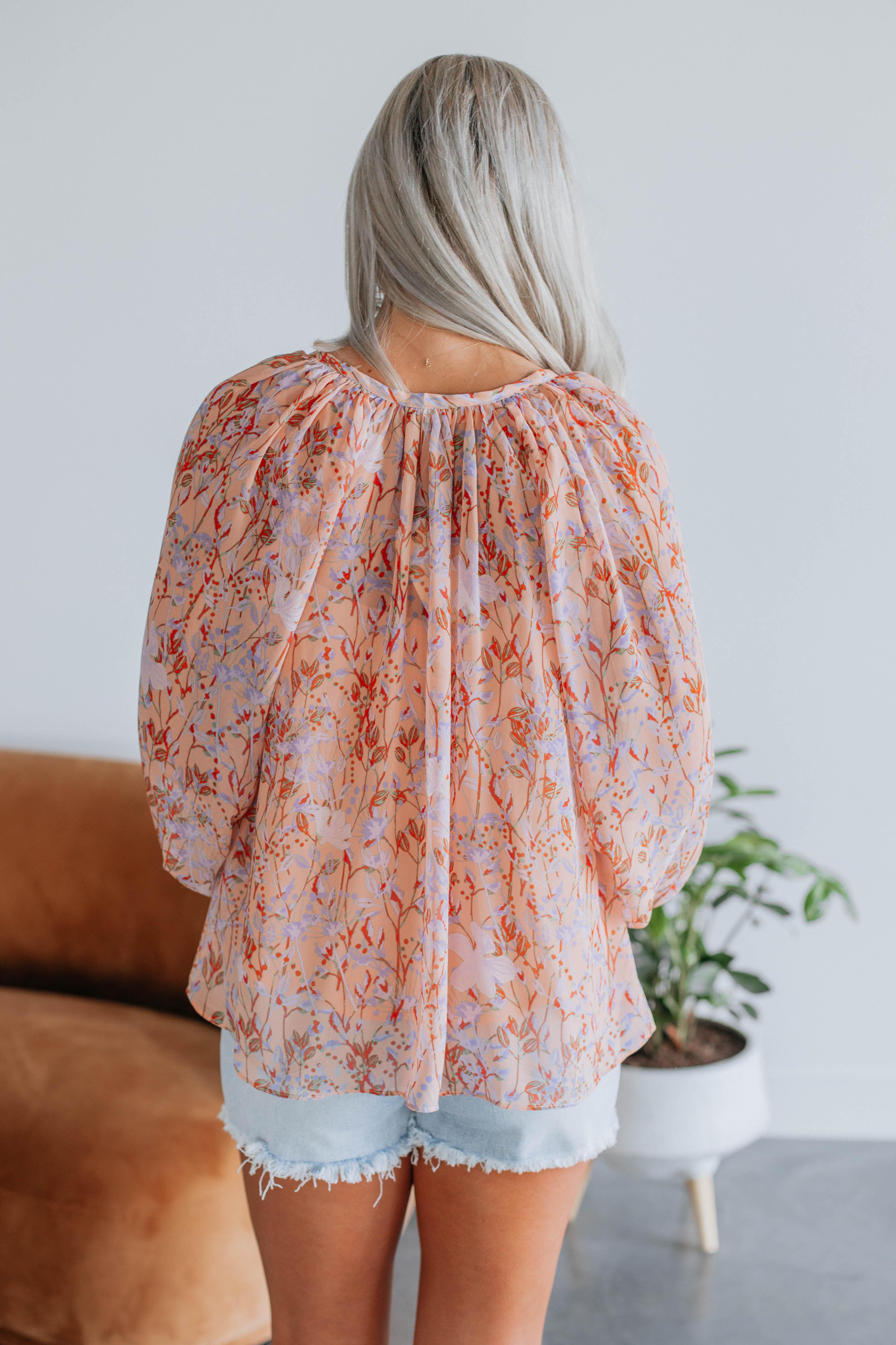 Breslin Floral Print Women's Blouse - Elegant Flowy Tops for Spring Summer, Office Wear & Casual Outfits