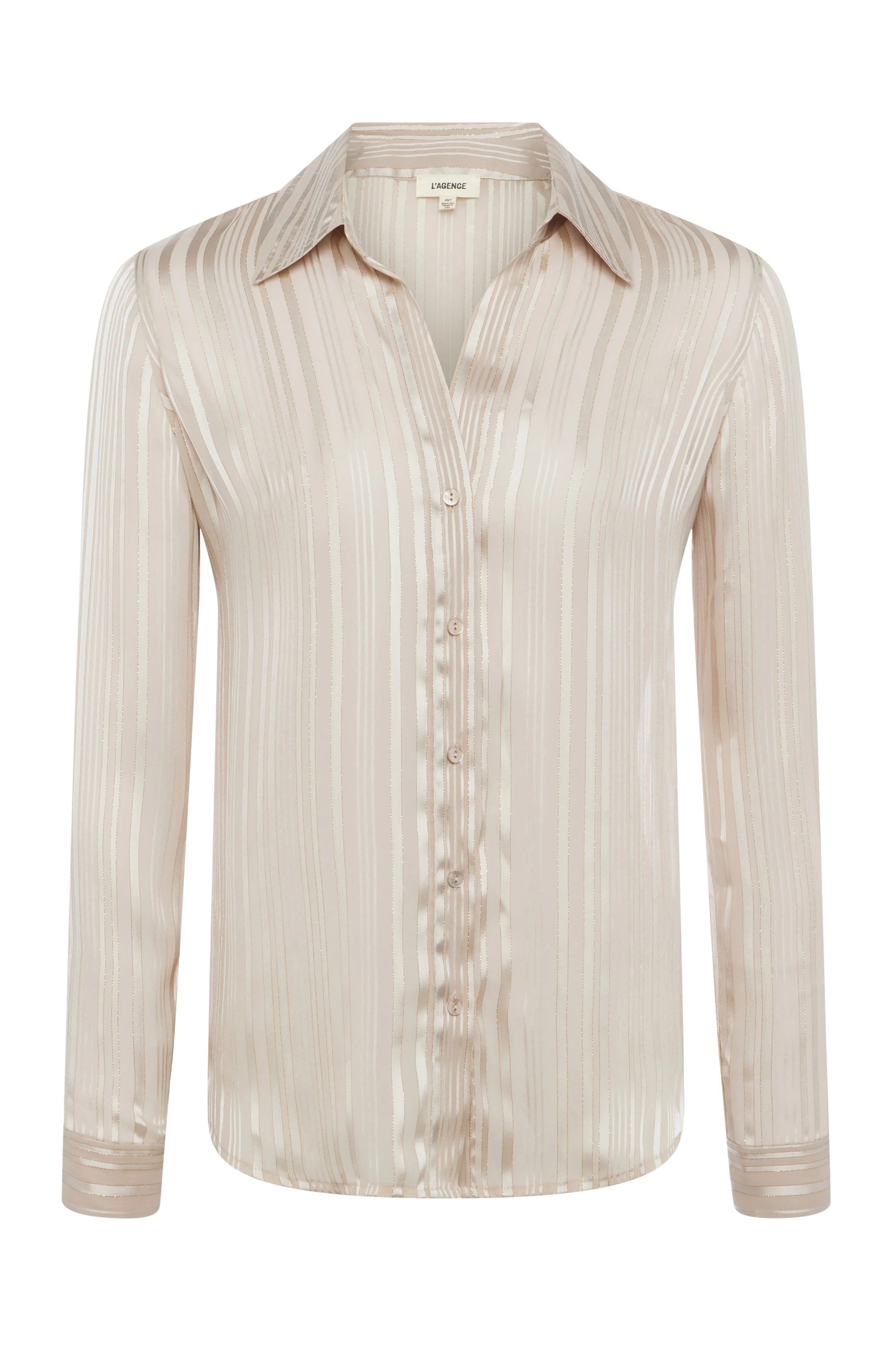 L'Agence Argo Blouse for Women - Elegant Flowy Button-Down Shirt with French Cuff Detail | Perfect for Office Wear, Date Night & Casual Outings