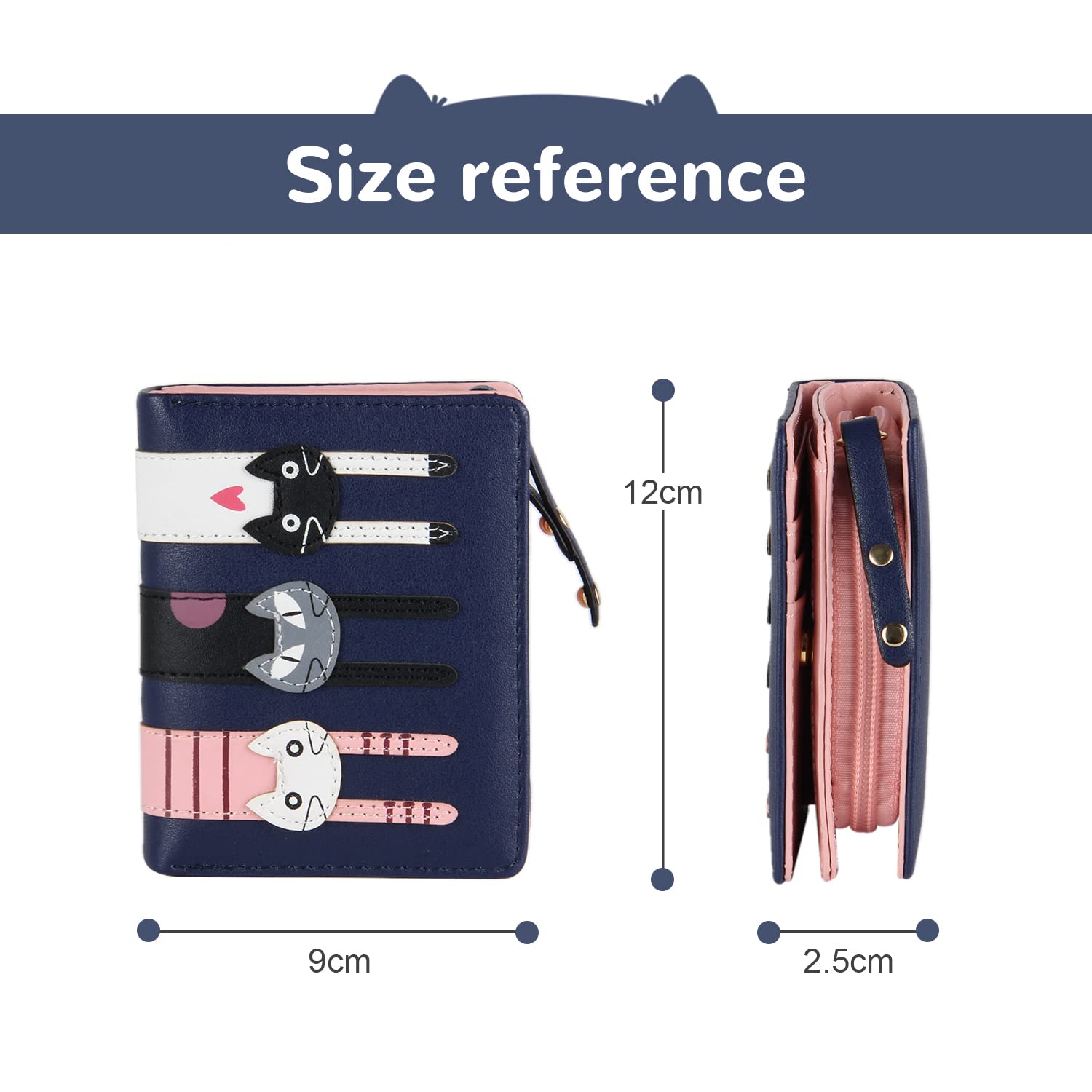 EVEOUT Women's Wallet - PU Leather Bifold Wallet with Coin Purse & Card Slots, Compact & Stylish Money Organizer (Blue) - Perfect for Everyday Use, Travel, and Gift Giving