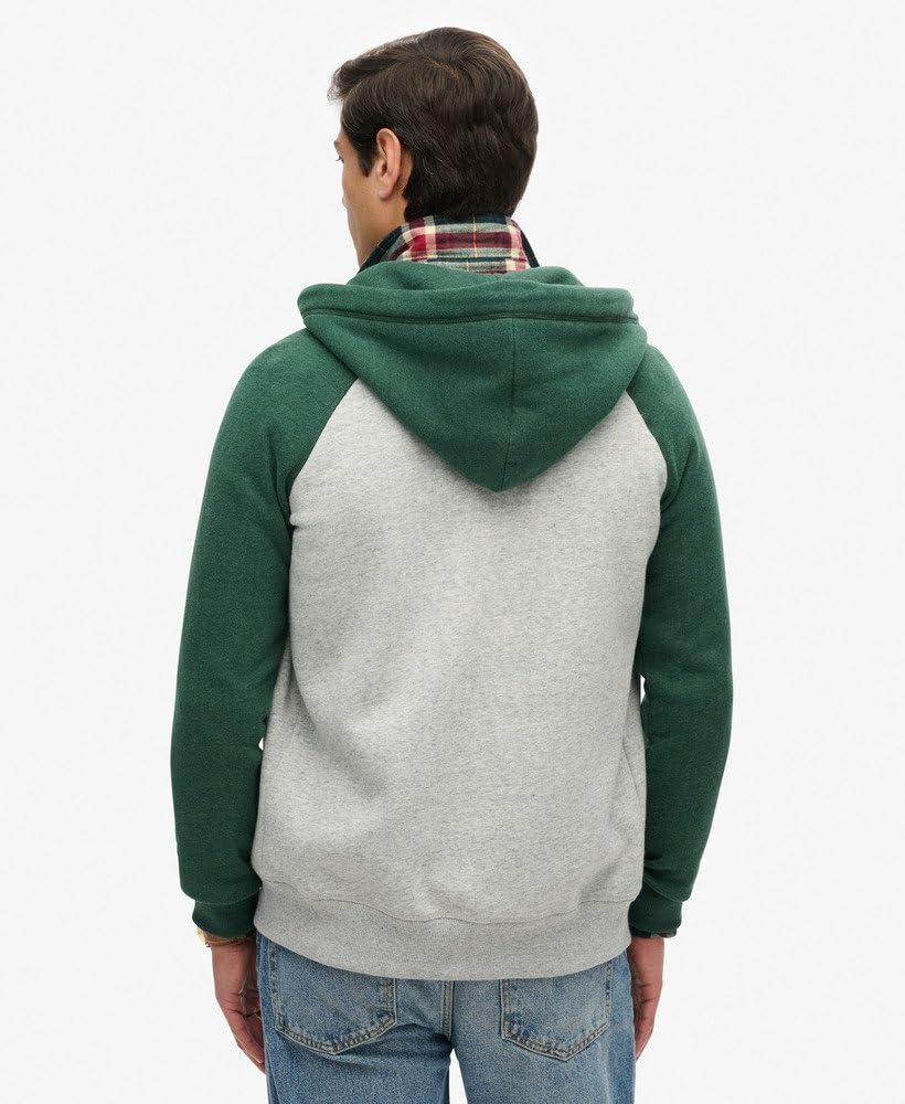 Superdry Men's Essential Baseball Zip Hoodie Sweatshirt - Comfortable Casual Pullover for Streetwear, Gym & Outdoor Activities
