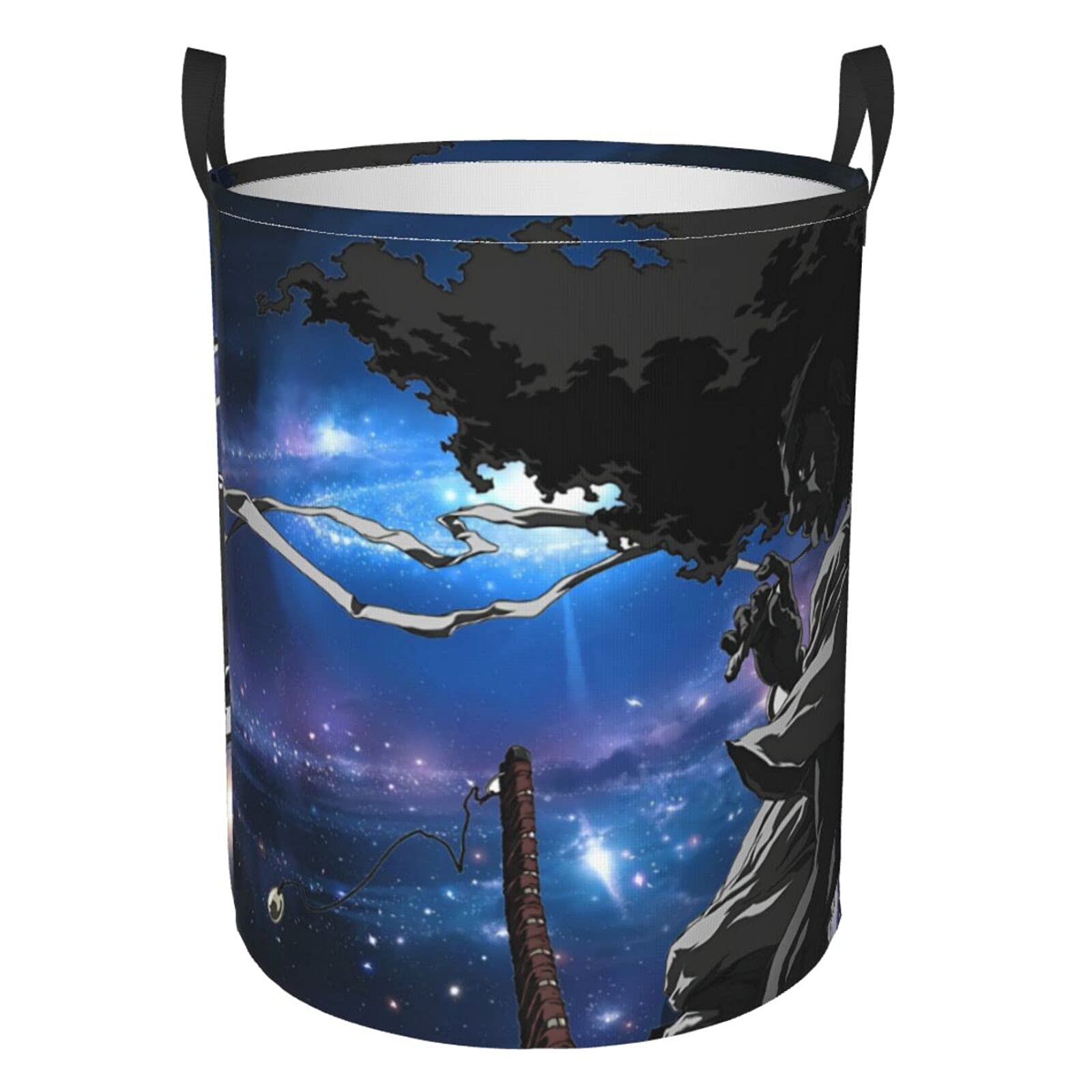 Afro Samurai Anime Circular Laundry Hamper - Waterproof Dirty Clothes Storage Bag for Bedroom, Bathroom & Dorm Organization