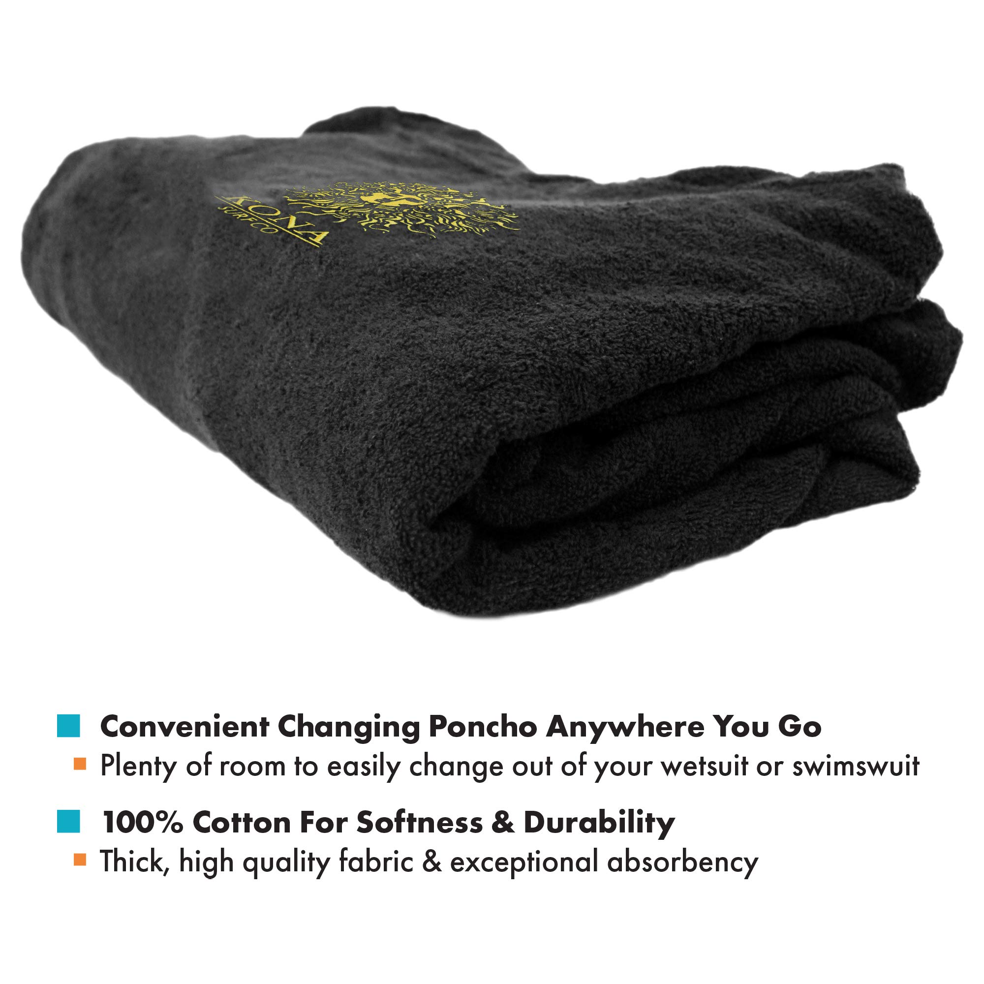 Premium Surf Poncho Changing Robe with Hood - Thick Cotton Wetsuit Changing Towel for Men & Women | Quick-Dry Beach Cover Up, Post-Surf Change Robe, Outdoor Swimming Protection (Black) - Perfect for Surfing, Swimming, Beach Days & Water Sports