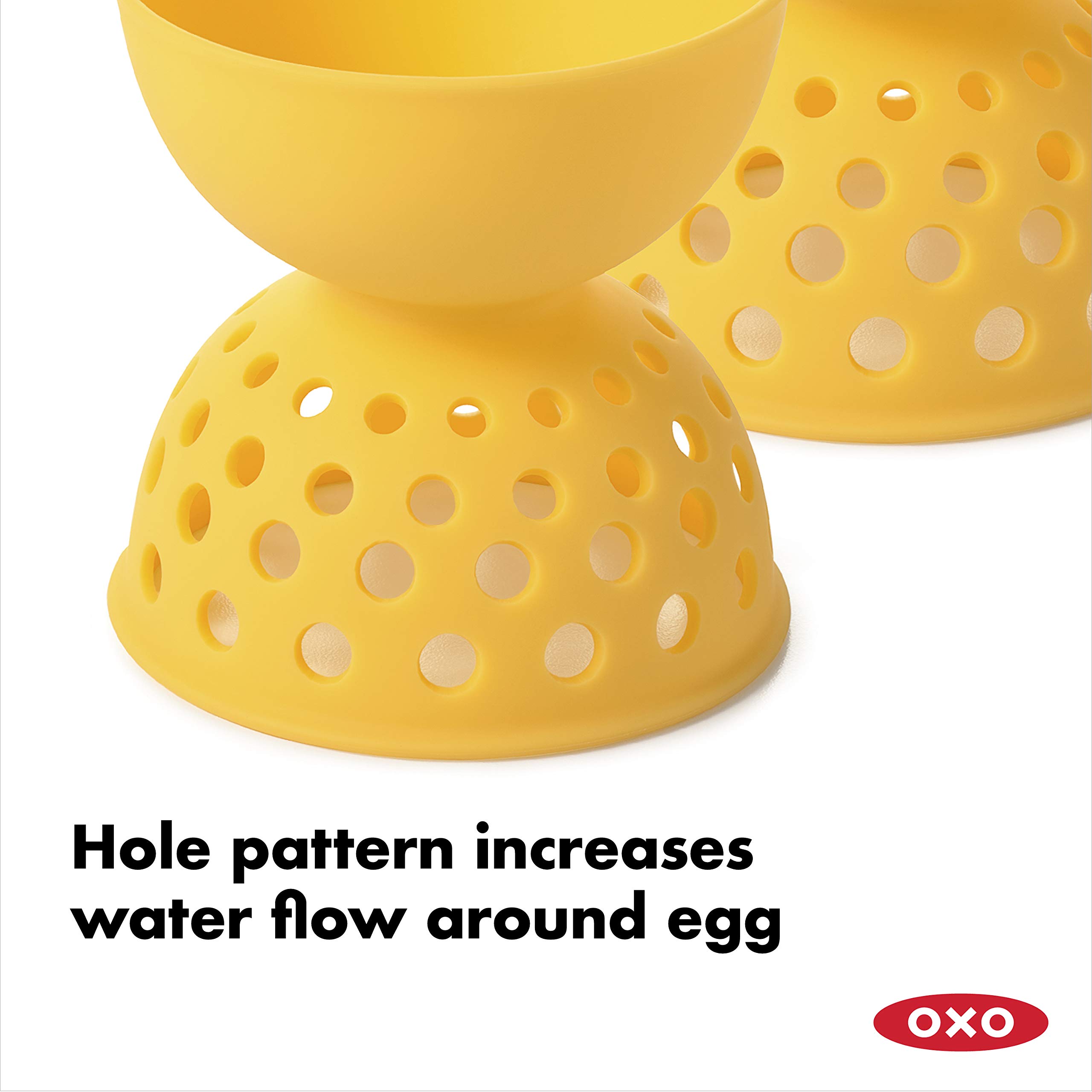 OXO Good Grips Silicone Egg Poachers Set of 2 - BPA-Free Non-Stick Egg Cooker for Perfect Poached Eggs - Ideal for Breakfast, Brunch & Meal Prep (Yellow)