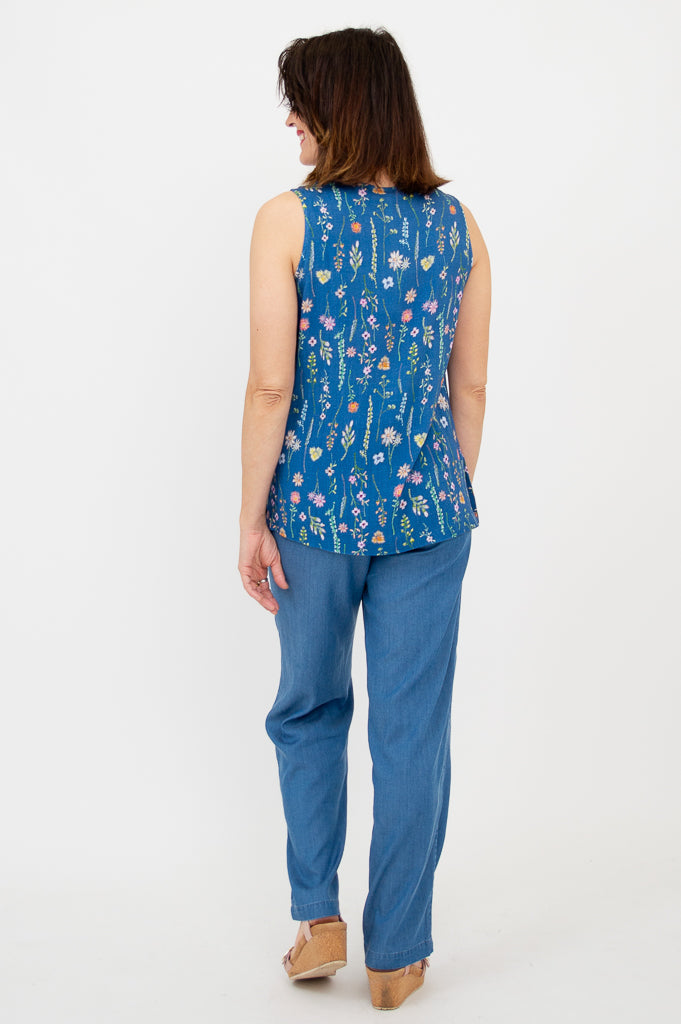 Dena Tank Top for Women - Soft Linen Bamboo Blend, Meadow Green - Perfect for Summer Outfits, Casual Wear & Layering