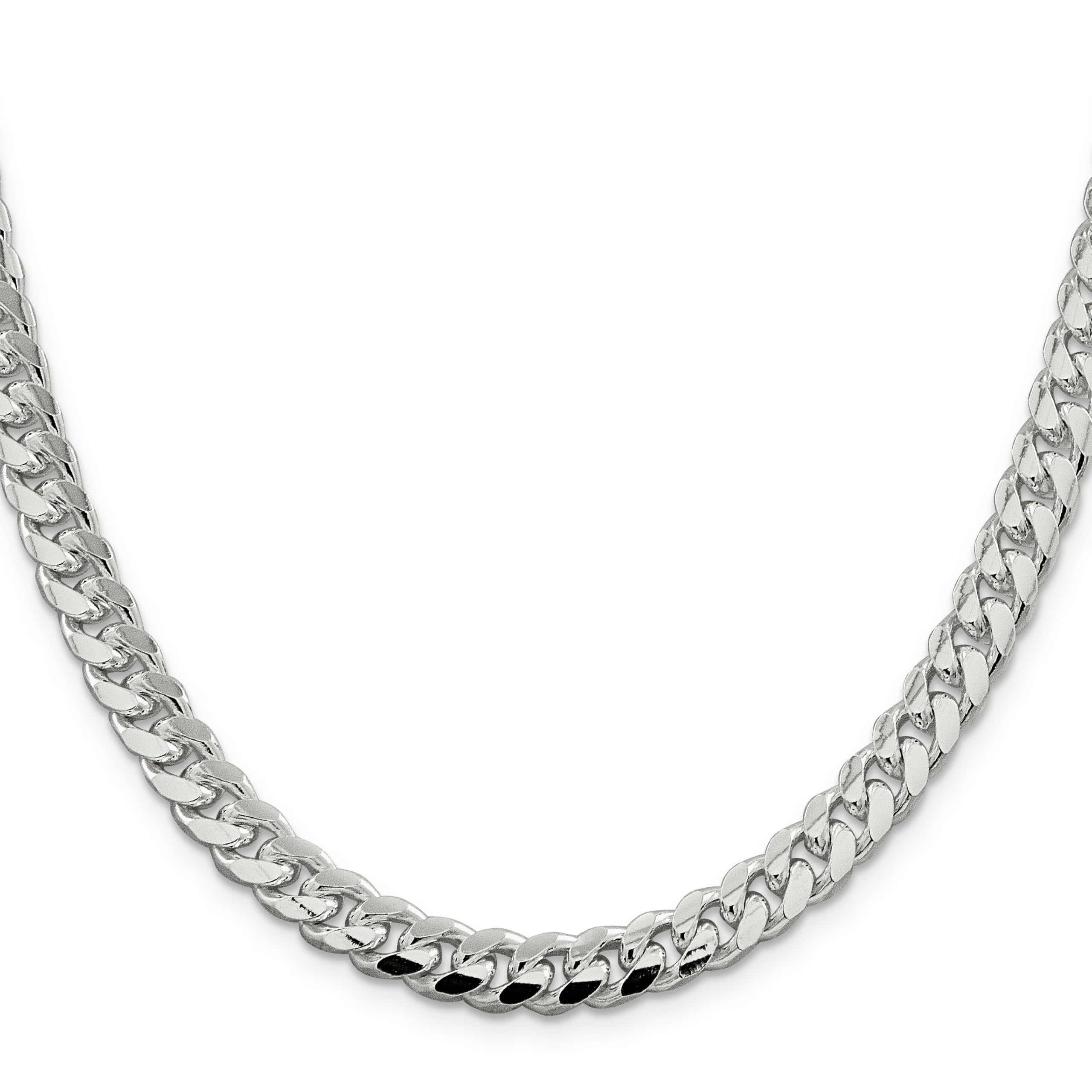 IceCarats 925 Sterling Silver 7.35mm Side Curb Link Chain Necklace for Women - Dainty Layering Necklace Jewelry Gift for Her, Perfect for Everyday Wear & Special Occasions