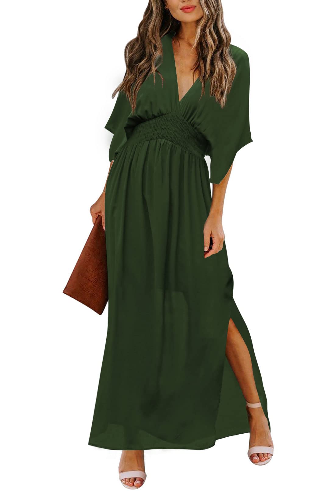 Meenew Women's Summer Maxi Dress - Flowy Long Beach Dress with High Slit for Party, Vacation & Casual Outings | Perfect for Beach Getaways, Date Nights & Summer Events