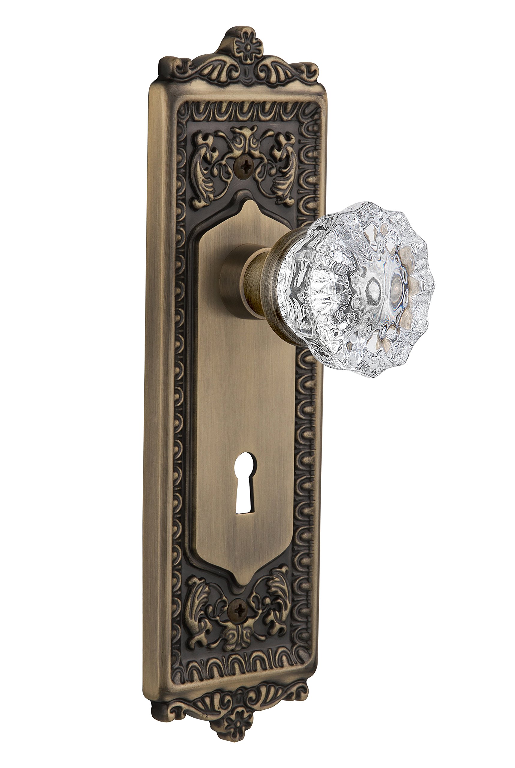 Vintage Egg and Dart Backplate with Keyhole Crystal Knob - 2.25