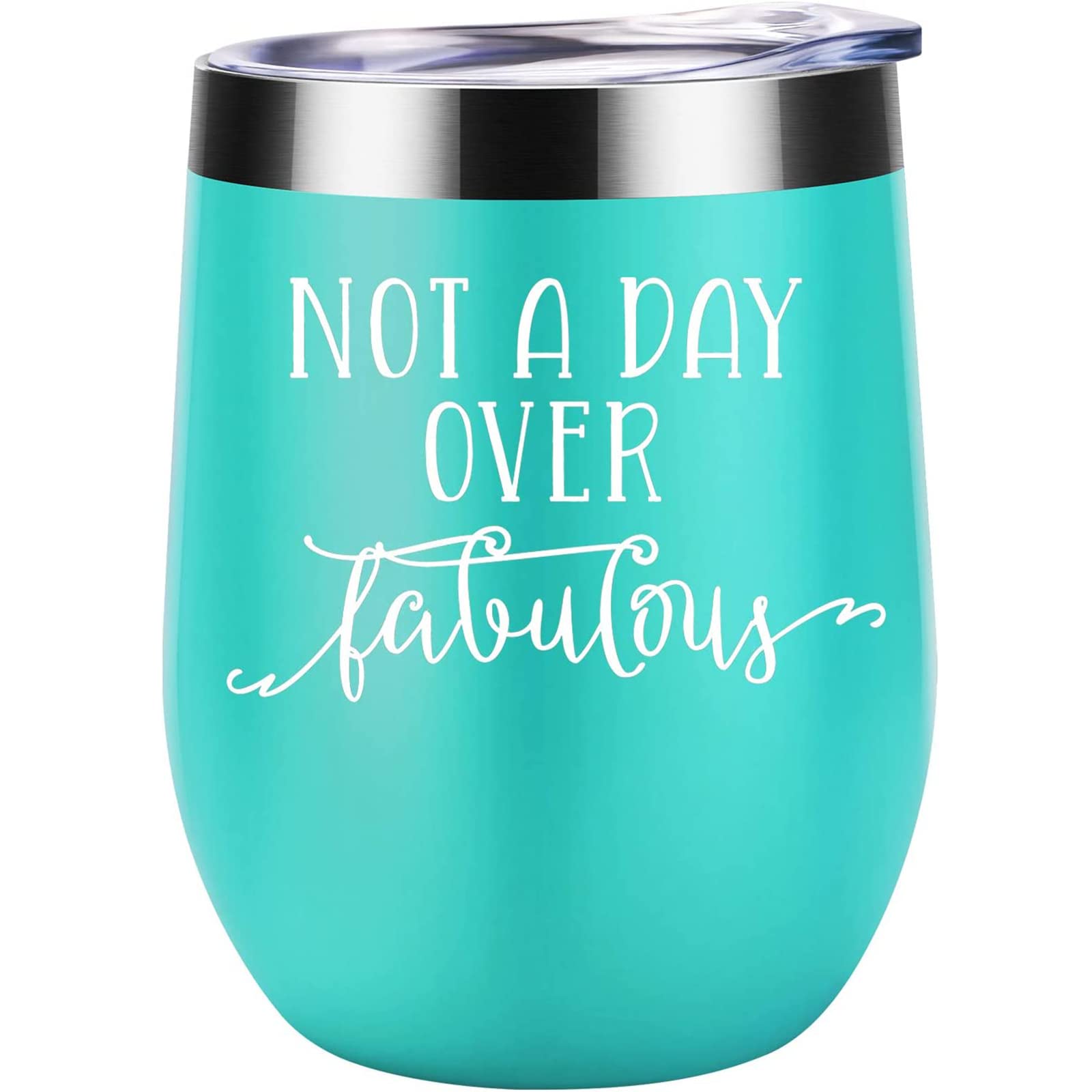 Funny Birthday Wine Tumbler Gift for Women - Coolife 'Not a Day Over Fabulous' Insulated Cup for Wife, Mom, Sister, BFF & Coworkers - Perfect for Celebrations, Office Use & Girls Night Out