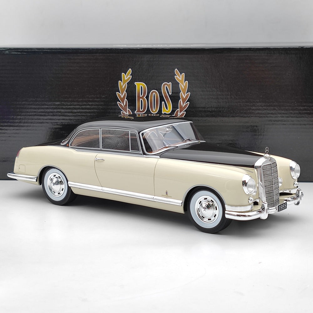 BOS 1/18 Scale Mercedes Benz 300B Pininfarina 1955 Limited Edition Black Resin Model Car - Collectible Vintage Diecast for Display & Gift Giving