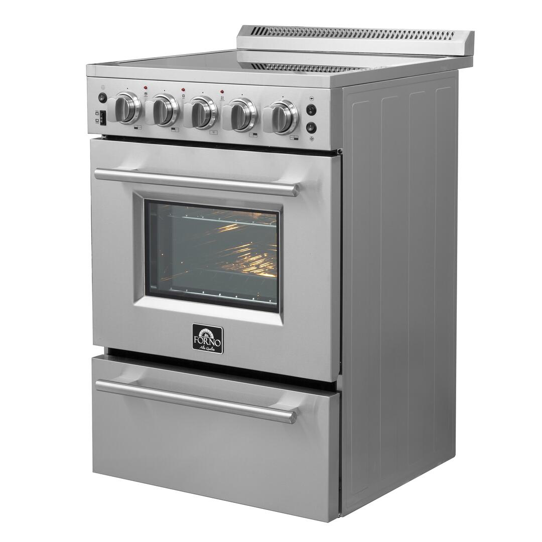 Forno 24 Inch Pro Style Electric Range with 4 Burners - Stainless Steel Stove for Home Kitchen, FFSEL6069 24 | Perfect for Cooking, Baking & Family Meals