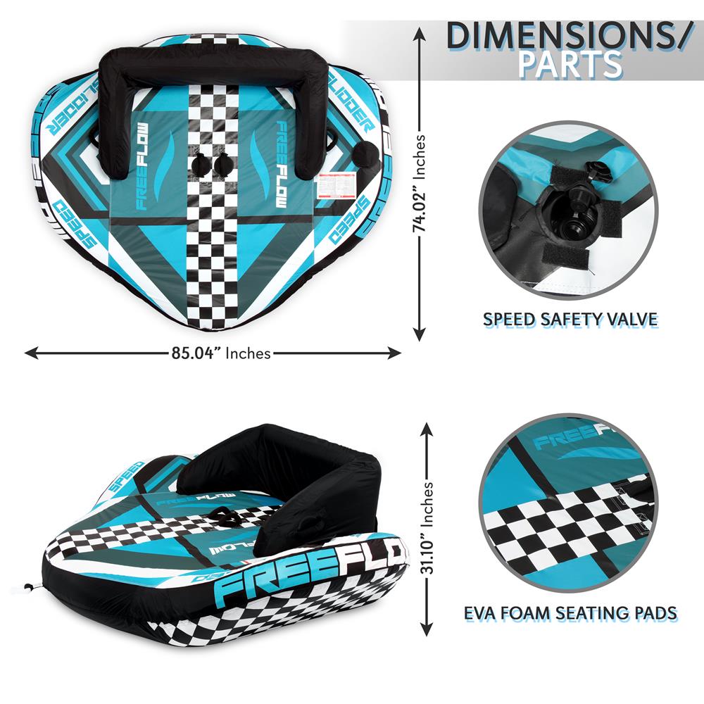 Best Inflatable Towable Tube for Boating - 3 Person Water Tube for Lake & Ocean Fun - Perfect for Summer, Beach, and Family Outdoors Adventure