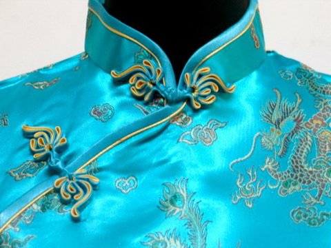 7Fairy Women's Vintage Turquoise Dragon Print Mini Cheongsam Dress - Elegant Chinese Qipao for Prom, Party & Special Occasions