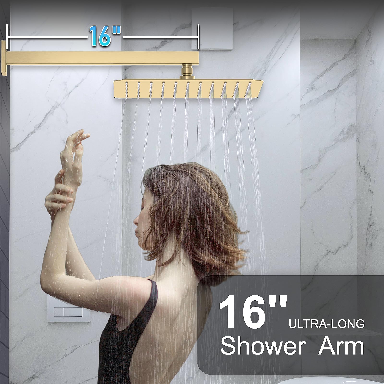 Luxury 10 Inch Rain Shower Head with Handheld Shower Combo - Wall Mounted Bathroom Shower System with Mixer Valve & Gold Trim - Perfect for Spa-Like Experience in Master Bath & Modern Home Renovations