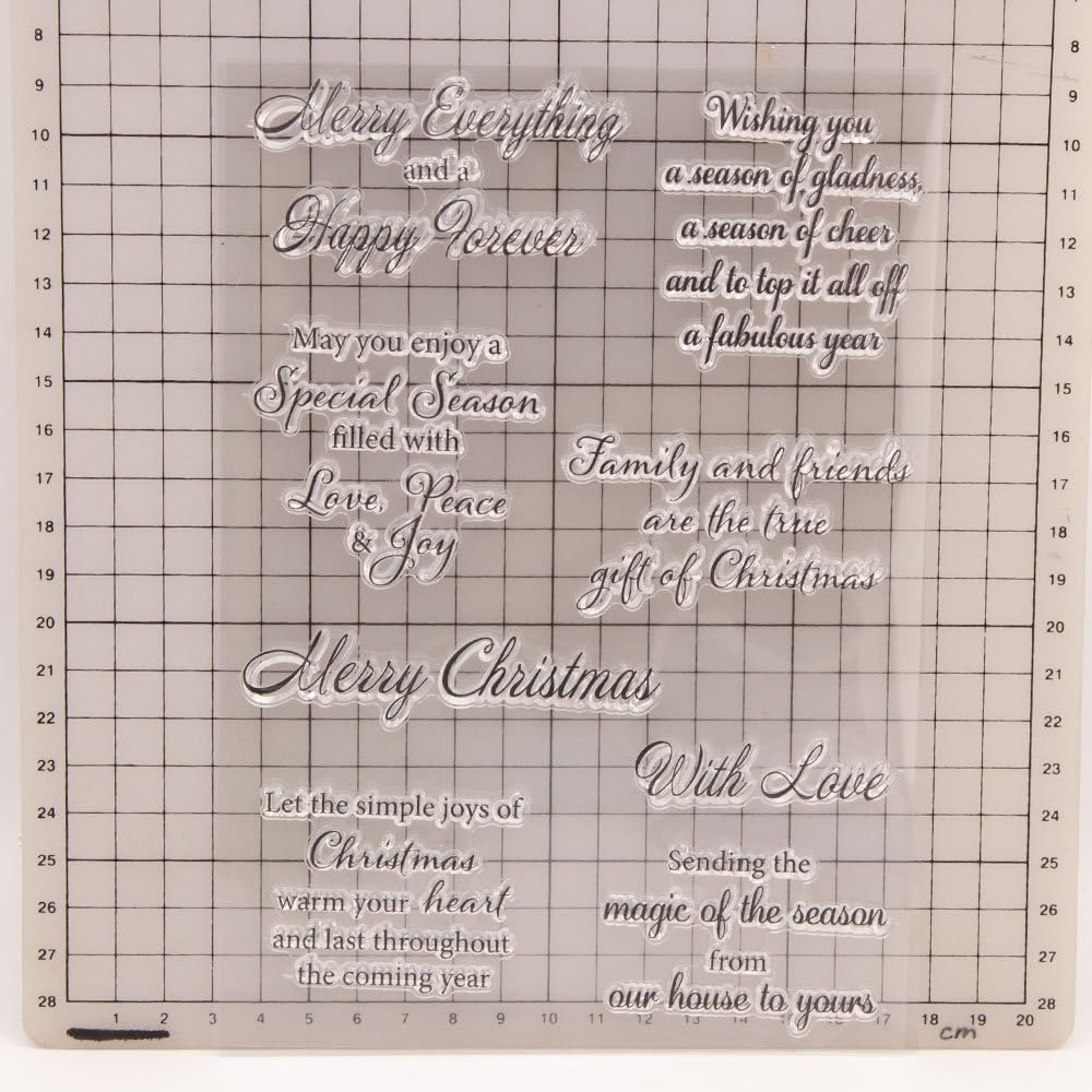 Arbuya Christmas Sentiment Clear Stamps Set - Holiday Card Making, Journaling & Scrapbooking Supplies - Festive Rubber Stamps for DIY Greeting Cards, Art Journals & Paper Crafts - Perfect for Christmas Decorations & Gift Wrapping