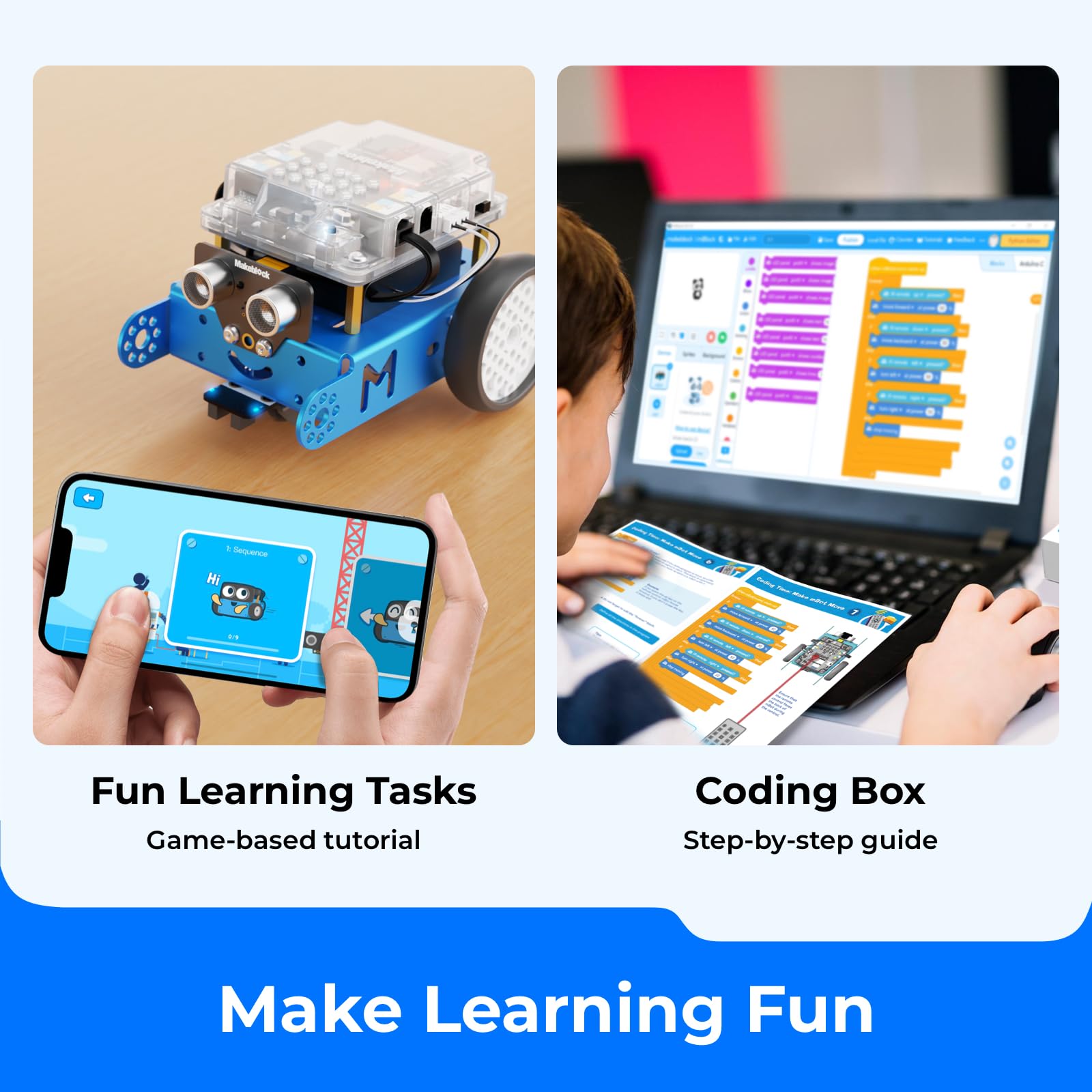 Makeblock mBot Robot Kit - STEM Coding Robot for Kids Ages 8-12 | Learn Scratch & Arduino Programming with 4 Educational Projects | Perfect Gift for Boys & Girls | School STEM Projects, Home Learning & Coding Competitions