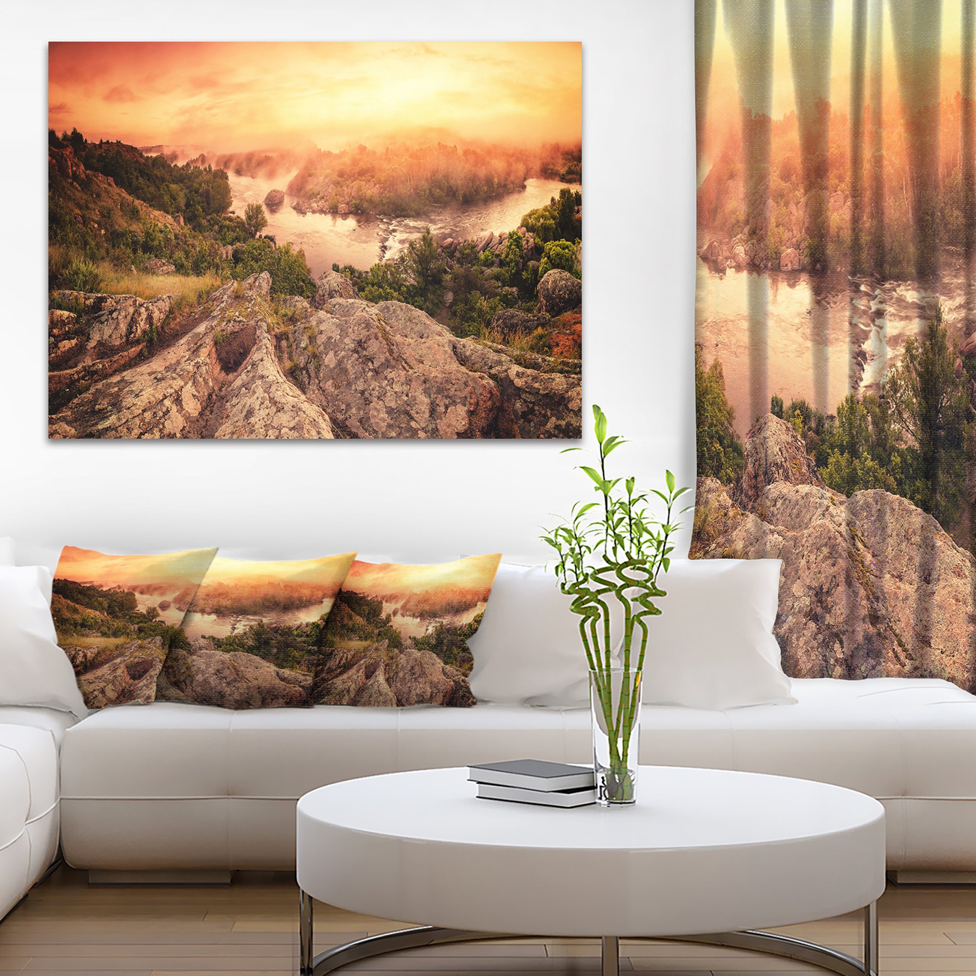 Vintage Mountain Sunrise Landscape Photography Canvas Print - Stunning Nature Wall Art for Living Room, Bedroom & Office Decor