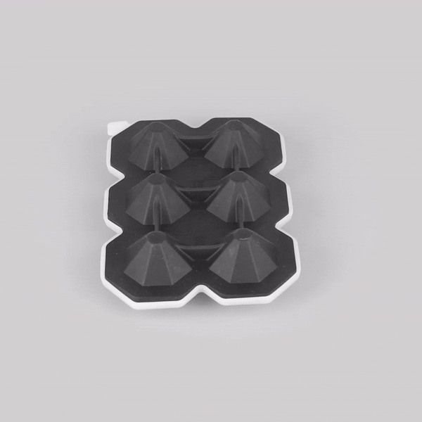 Premium Black Silicone Ice Cube Tray - 2 x 1.5 Inch Diamond Shape Ice Molds (6 Compartments) for Cocktails, Whiskey & Beverages - Durable BPA-Free Freezer Tray for Home Bar & Party Use
