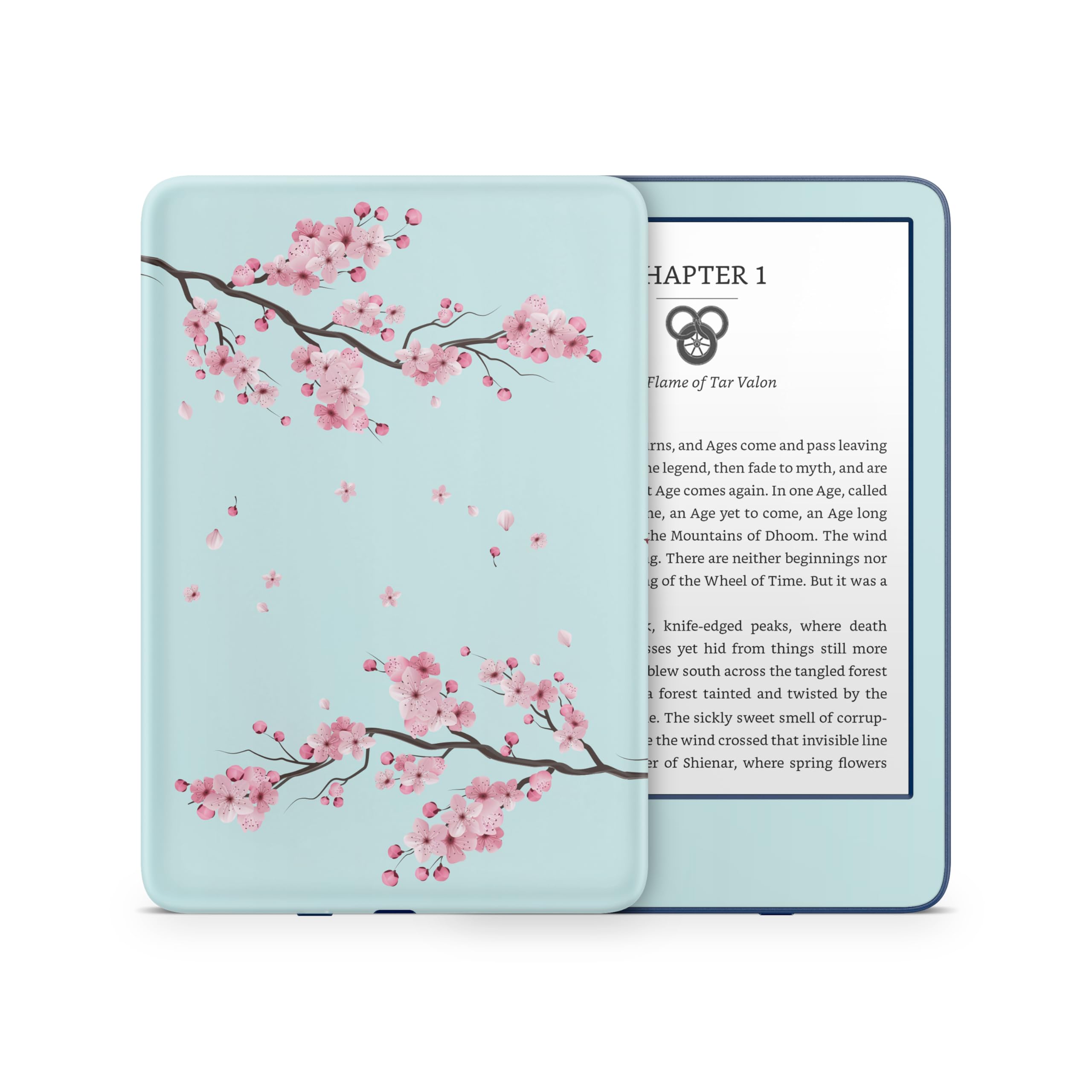 Premium Cherry Blossom Skin Decal for Kindle (11th Gen 2022) - Blue Flower Vinyl Wrap Cover with 3M Adhesive | Perfect for Reading, Travel & Protecting Your E-Reader