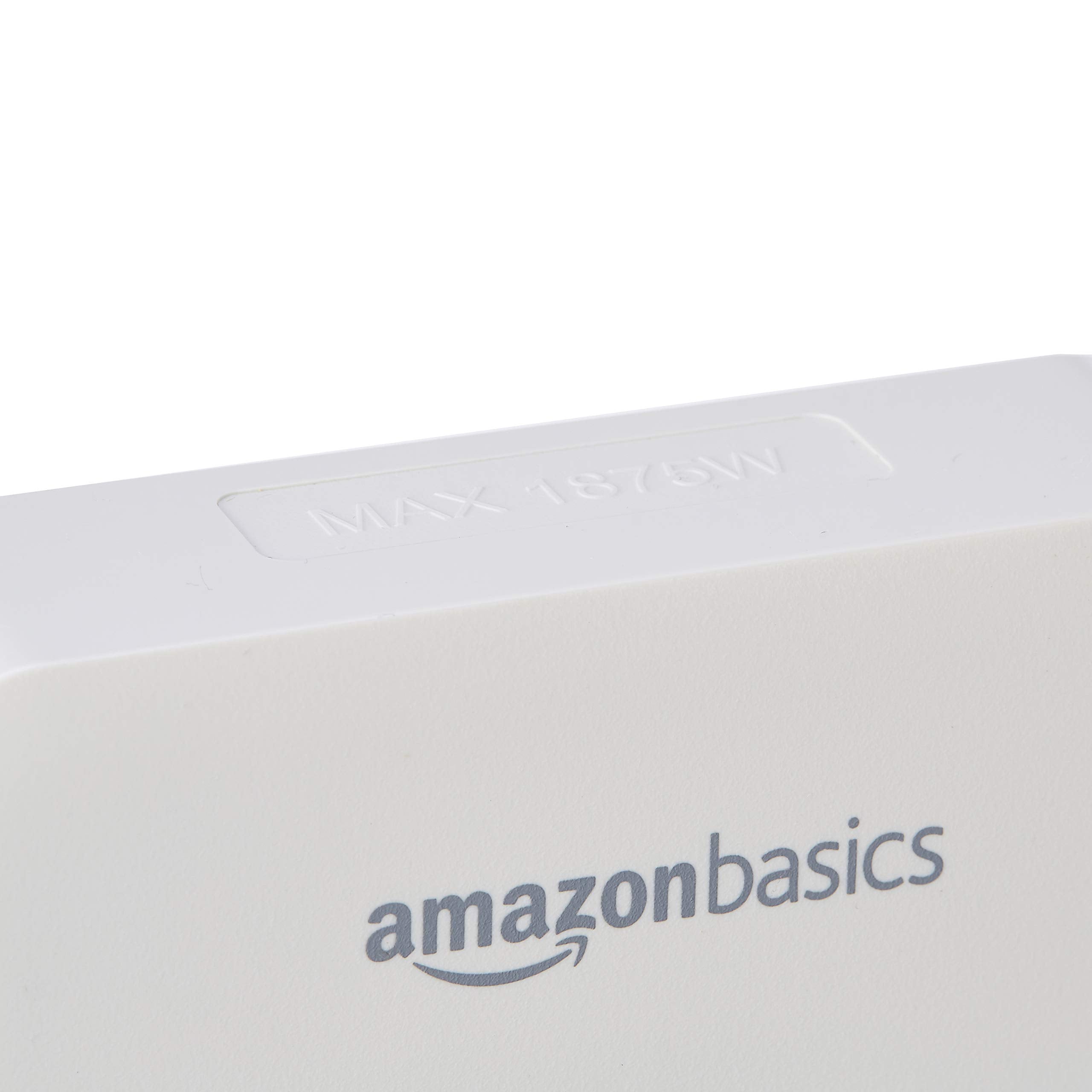 Amazon Basics 6-Outlet Wall Mount Surge Protector with 1080 Joules Protection - White | Ideal for Home Office, Entertainment Center & Kitchen Appliances