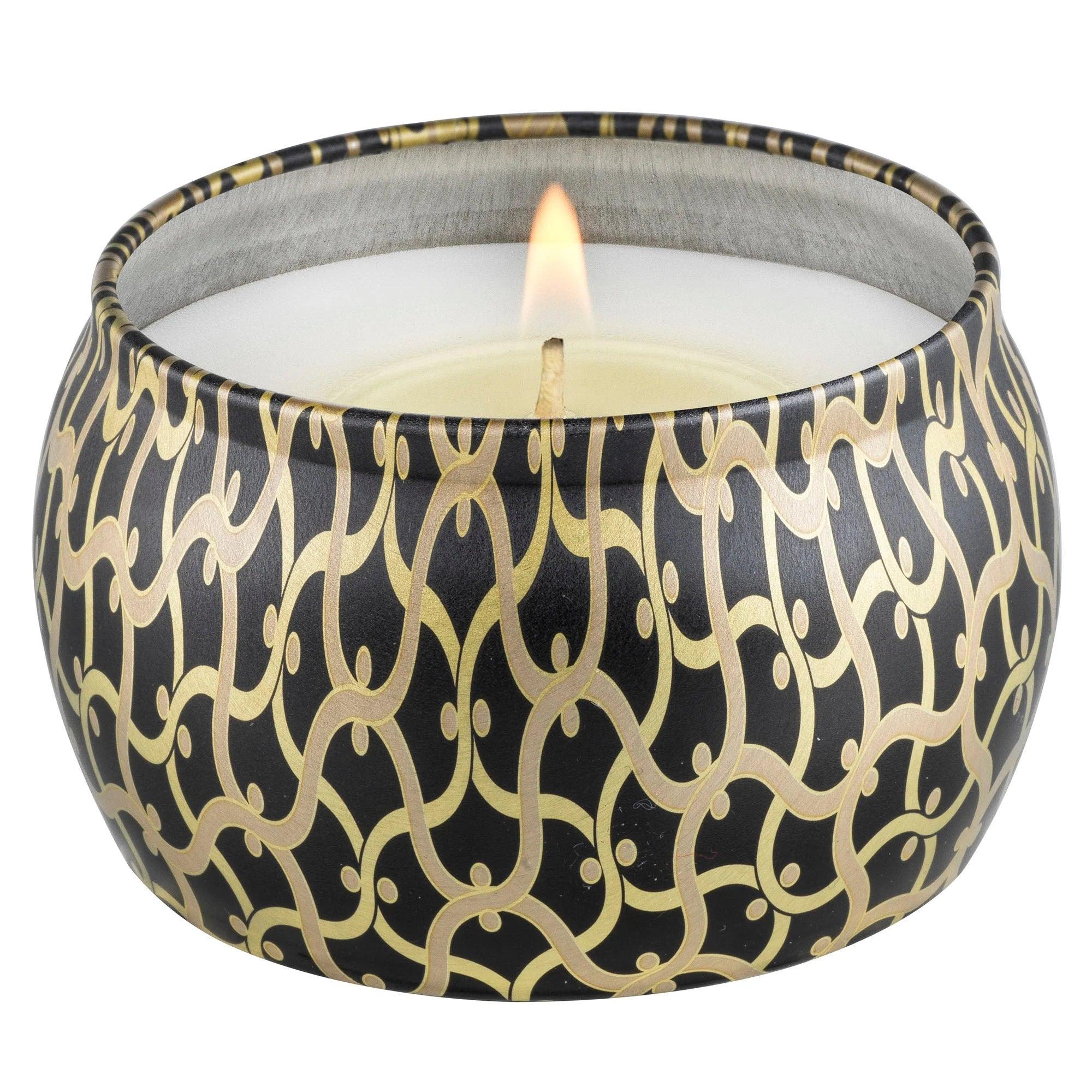 Black Suede Scented Small Tin Candle - Aromatherapy for Relaxation, Home Decor & Romantic Ambiance