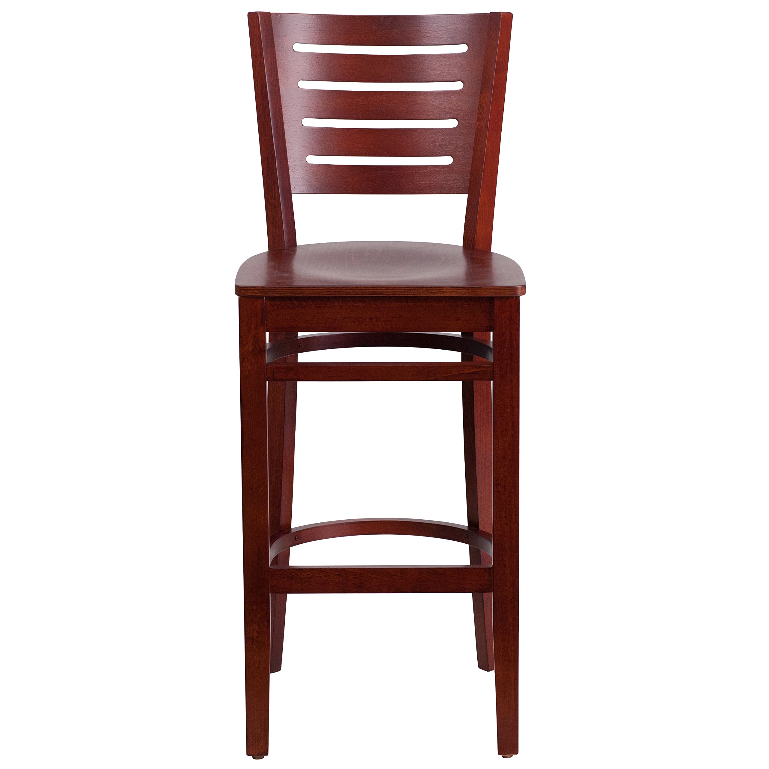 Flash Furniture Darby Series Slat Back Mahogany Wood Bar Stool - 24