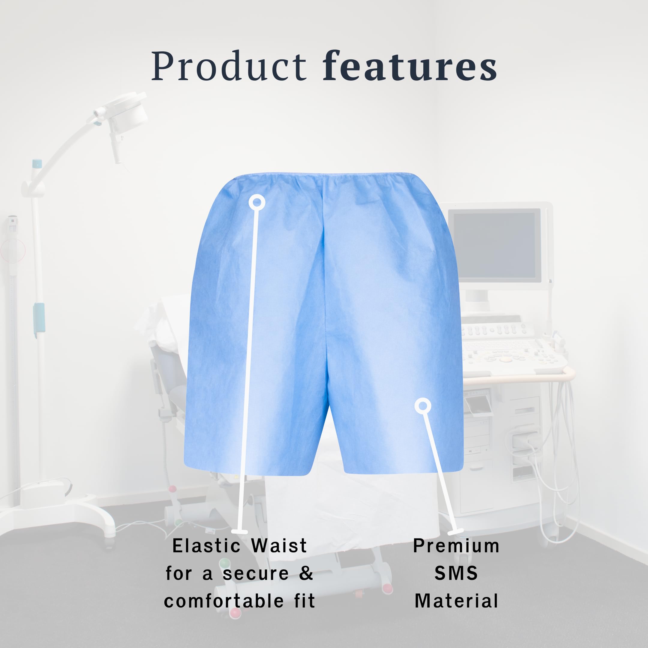 Disposable Medical Exam Shorts - Large Size (50 Pack) - Made in USA - Ideal for Hospitals, Clinics & Urgent Care Facilities
