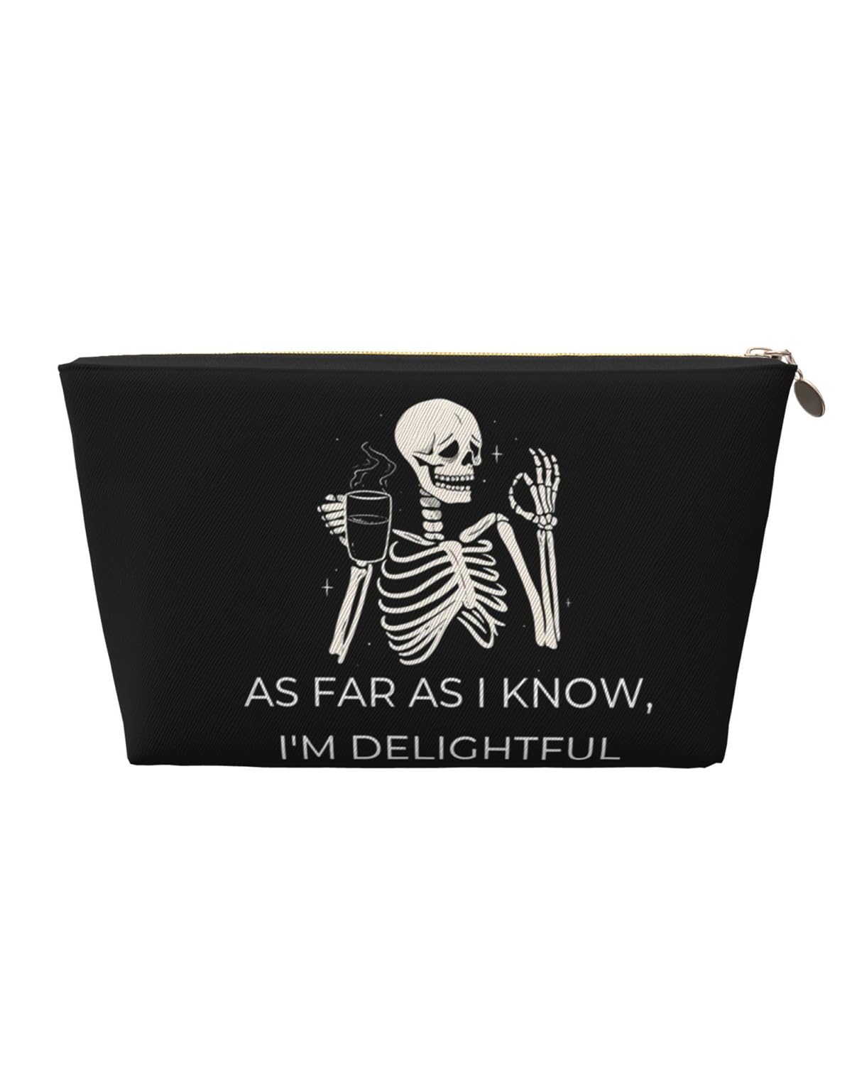 Waterproof PVC Leather Travel Makeup Bag with Zipper - Portable Cosmetic Organizer for Women & Girls, Aesthetic Skeleton Design - Perfect for Travel, Gym & Daily Use