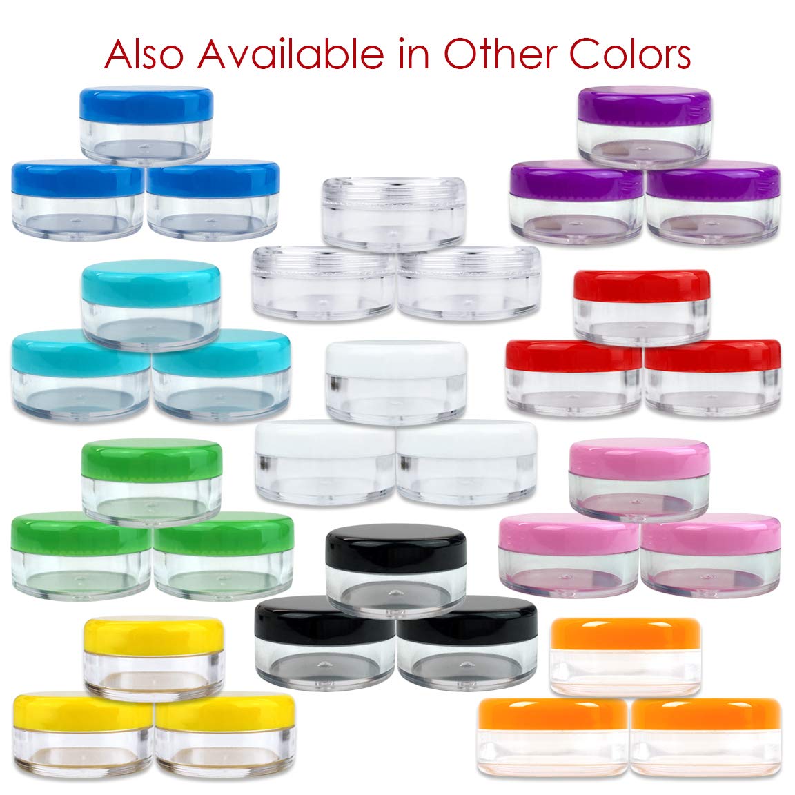 150 Pcs 5G/5ML Clear Round Jars with Pink Lids - BPA Free Plastic Containers for Herbs, Spices, Tea, Coffee & Food Storage - Perfect for Pantry, Kitchen & DIY Organizing