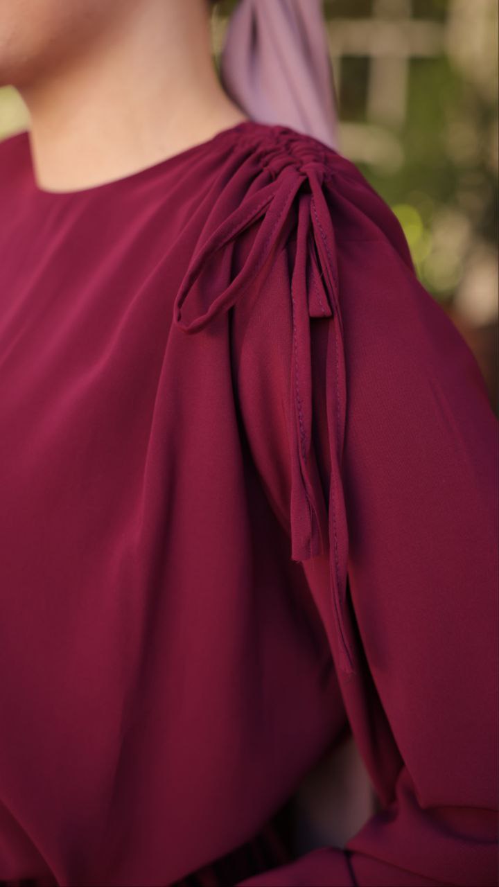 Elegant Long Sleeve Gathered Shoulder Abaya Dress for Women - Modest Islamic Prayer Dress for Mosque, Eid & Special Occasions