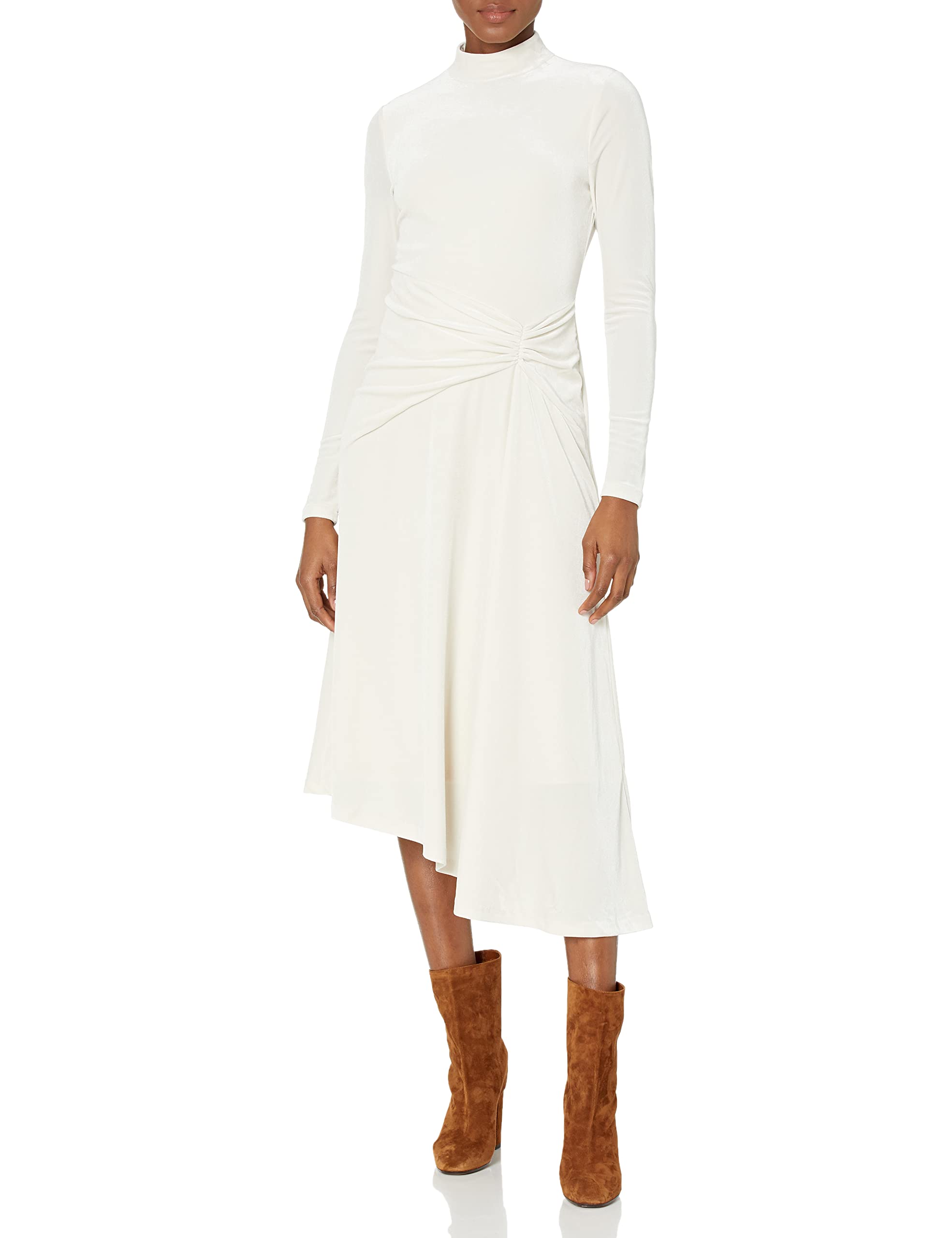 HALSTON Women's Bell Velvet Cocktail Dress - Elegant Velvet Party Dress for Evening Events, Weddings & Holiday Parties