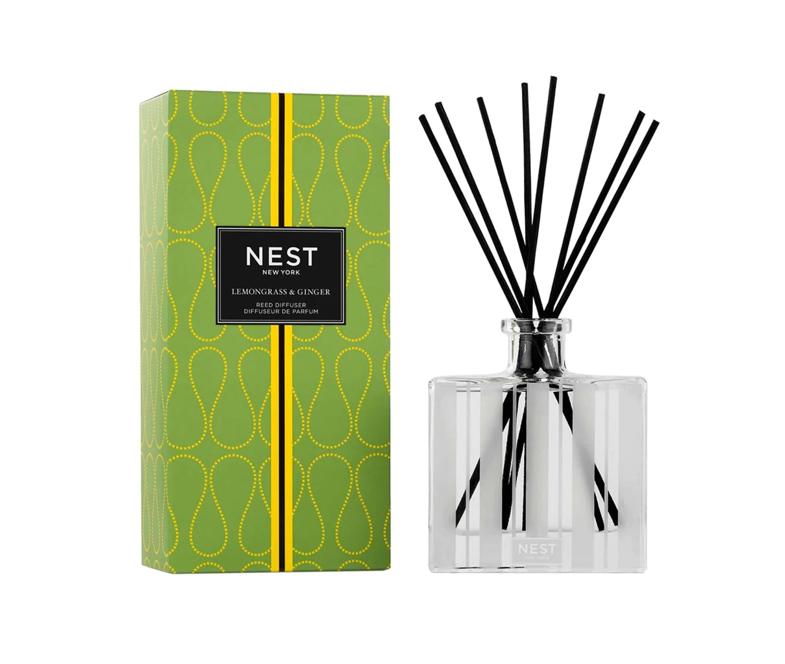 Nest Lemongrass & Ginger Reed Diffuser - Aromatherapy Home Fragrance for Living Room, Bedroom & Office | Long-Lasting Essential Oil Scent