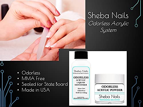 SHEBA NAILS Professional Odorless Acrylic Nail Kit for State Board Exams - Complete Starter Set for Salon & Home Manicures
