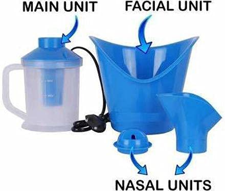 AA Creation 3-in-1 Face, Nose & Cough Steamer - Plastic Vaporizer with Nozzle Inhaler, Facial Sauna & Steamer Machine for Adults & Kids - Perfect for Cold Relief, Sinus Care & Skincare (Blue)