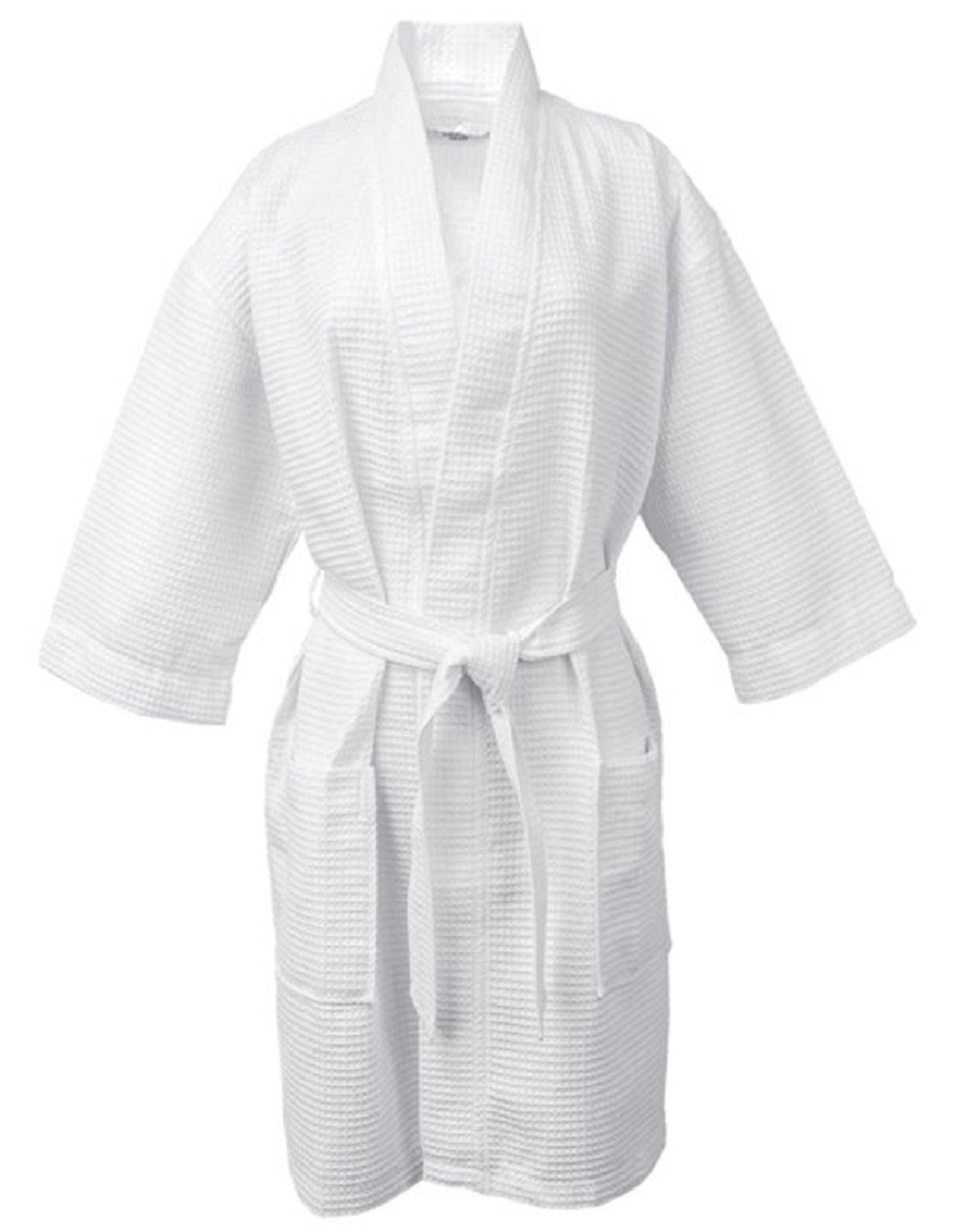 LUXEHOME 100% Cotton Waffle Bathrobe - Ultra Soft Luxury Spa Robe for Women & Men, Breathable Waffle Weave, White - Perfect for Home, Hotel, Spa & Relaxation