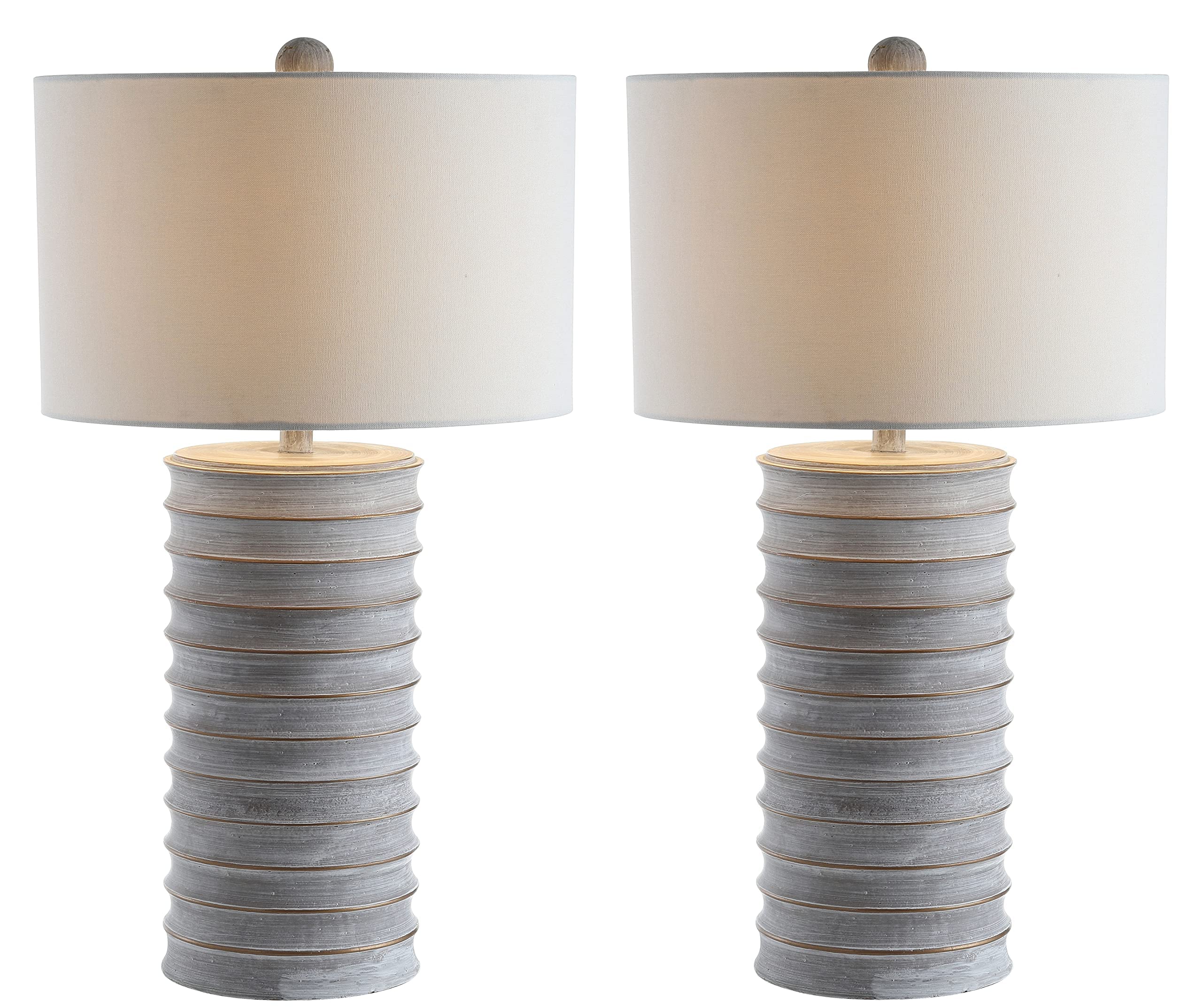 SAFAVIEH Melina Rustic Wash White 29-Inch Table Lamp Set of 2 with LED Bulbs - Perfect for Bedroom, Living Room, Home Office & Nightstand Lighting Decor
