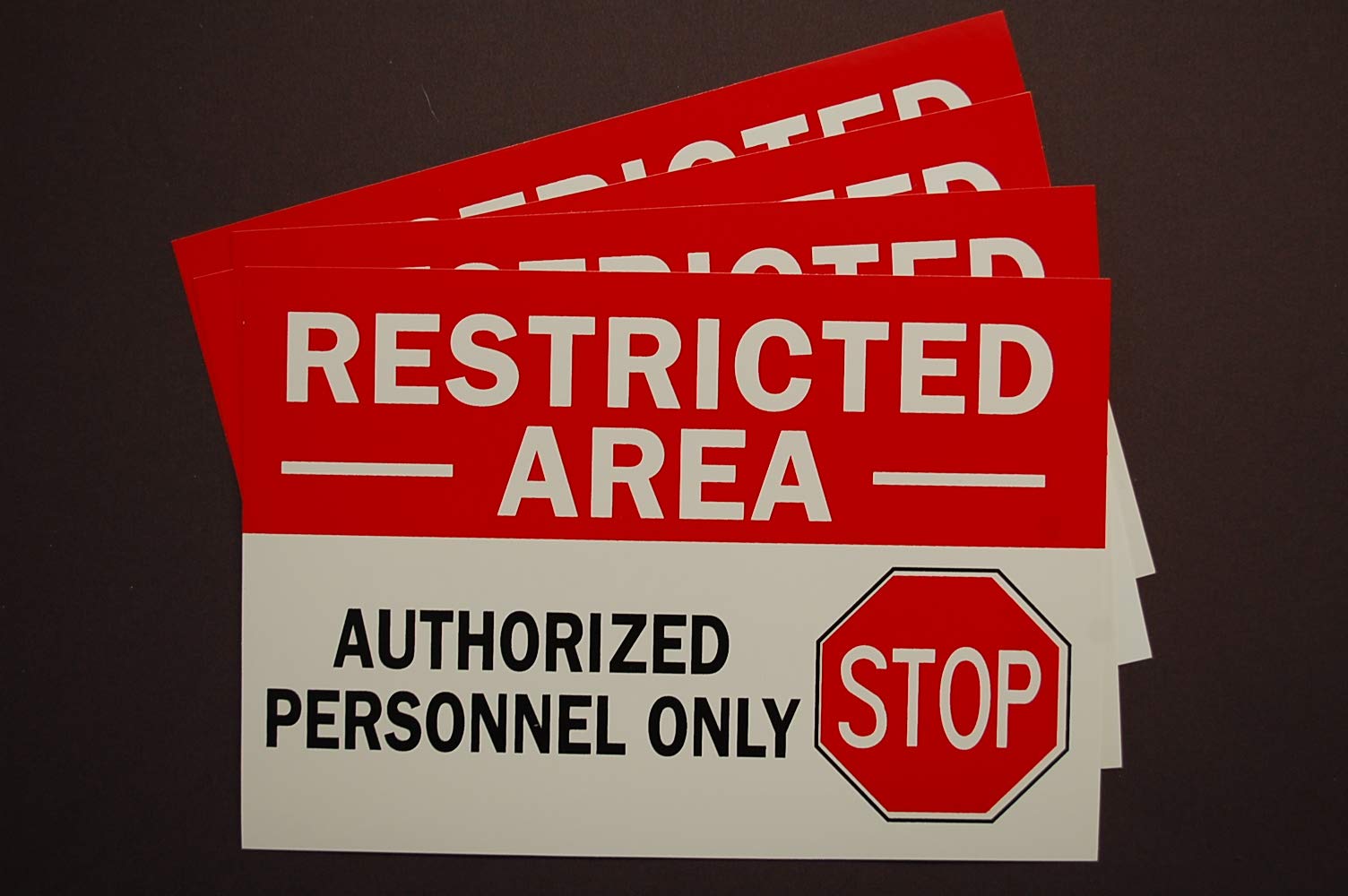 Restricted Area - Authorized Personnel Only Vinyl Decals (4 Pack) - Durable Stickers for PS4, Gaming Room, Laptop & Office - Perfect for Security Signs, Door Warnings & Equipment Labeling