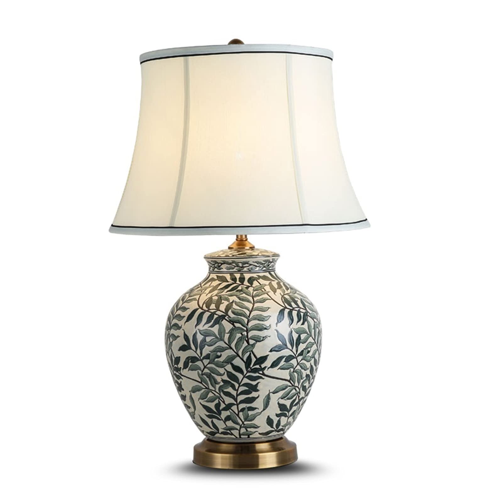 AoYanQi Ceramic Table Lamp with Floral Print - Smooth Desk Lamp with Copper Base, E27 Energy Saving Bulb, Eye Protection Light for Reading - Perfect for Home, Office, Museum & Library Decor (Size: 60x38CM)