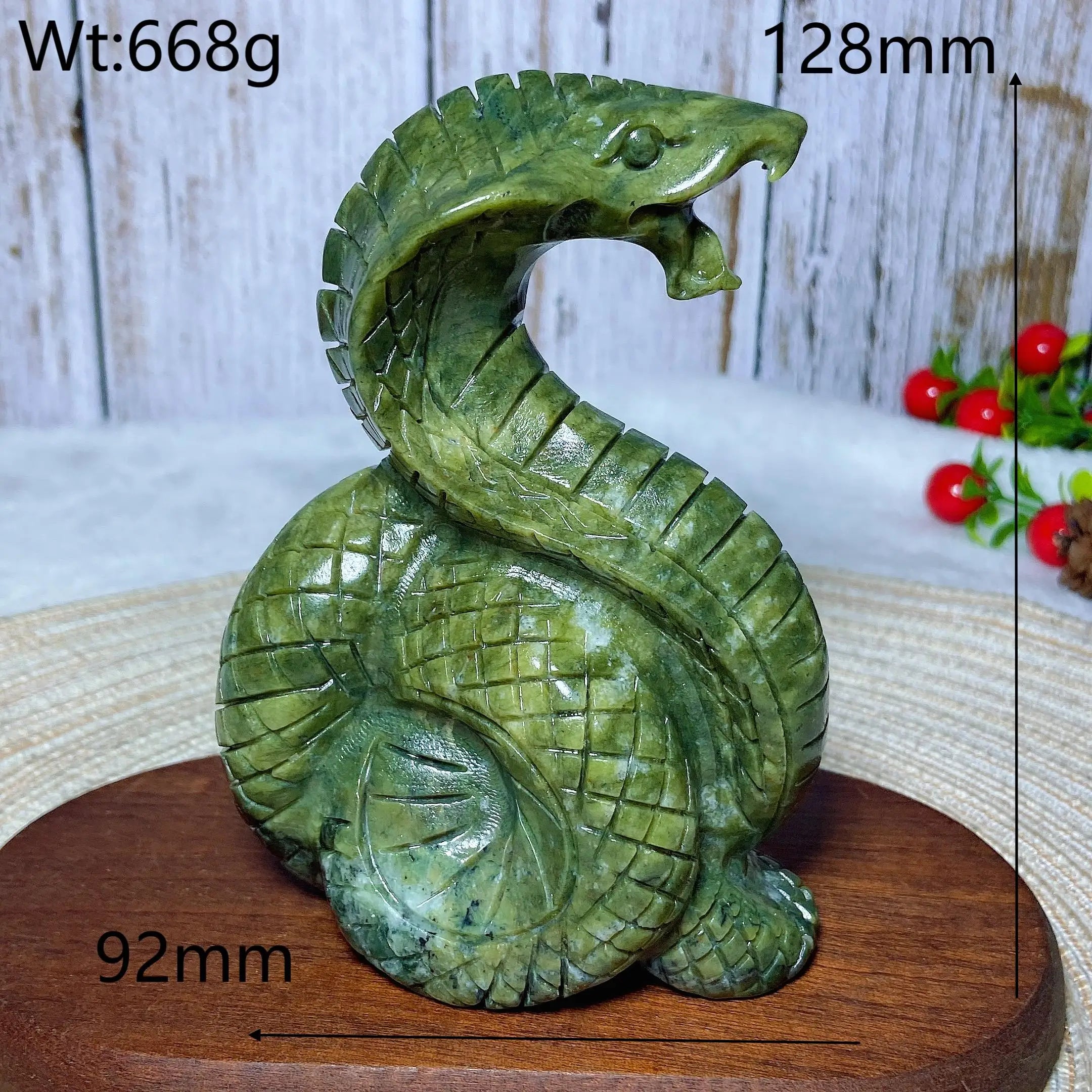 Natural Green Jasper Crystal Snake Carving - Healing Stone for Reiki, Meditation & Home Decor - Unique Spiritual Gift for Energy & Protection