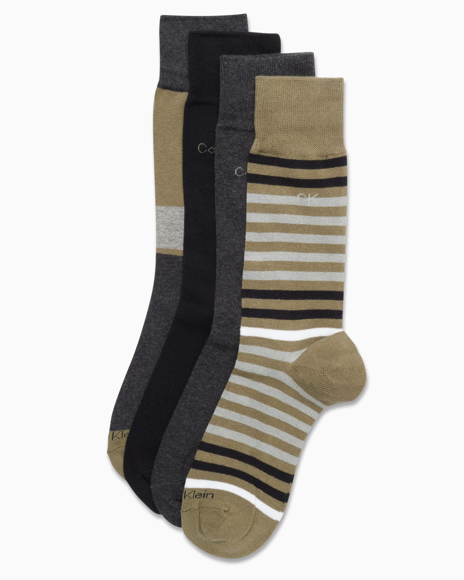 Calvin Klein Men's Dress Socks - 4 Pack Cotton Blend Crew Socks with Stylish Patterns for Business & Formal Wear - Perfect for Office, Weddings & Special Occasions